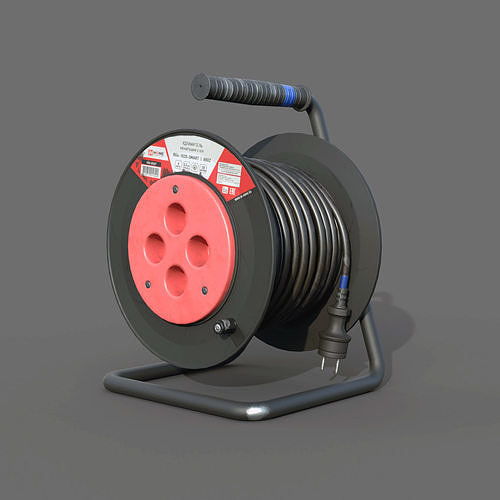 Open Cable Reel - Extension Cord Low-poly 3D model