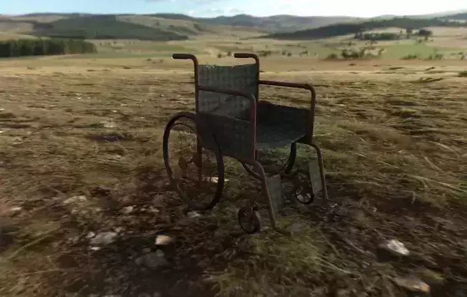 Old Wheelchair Low-poly 3D model