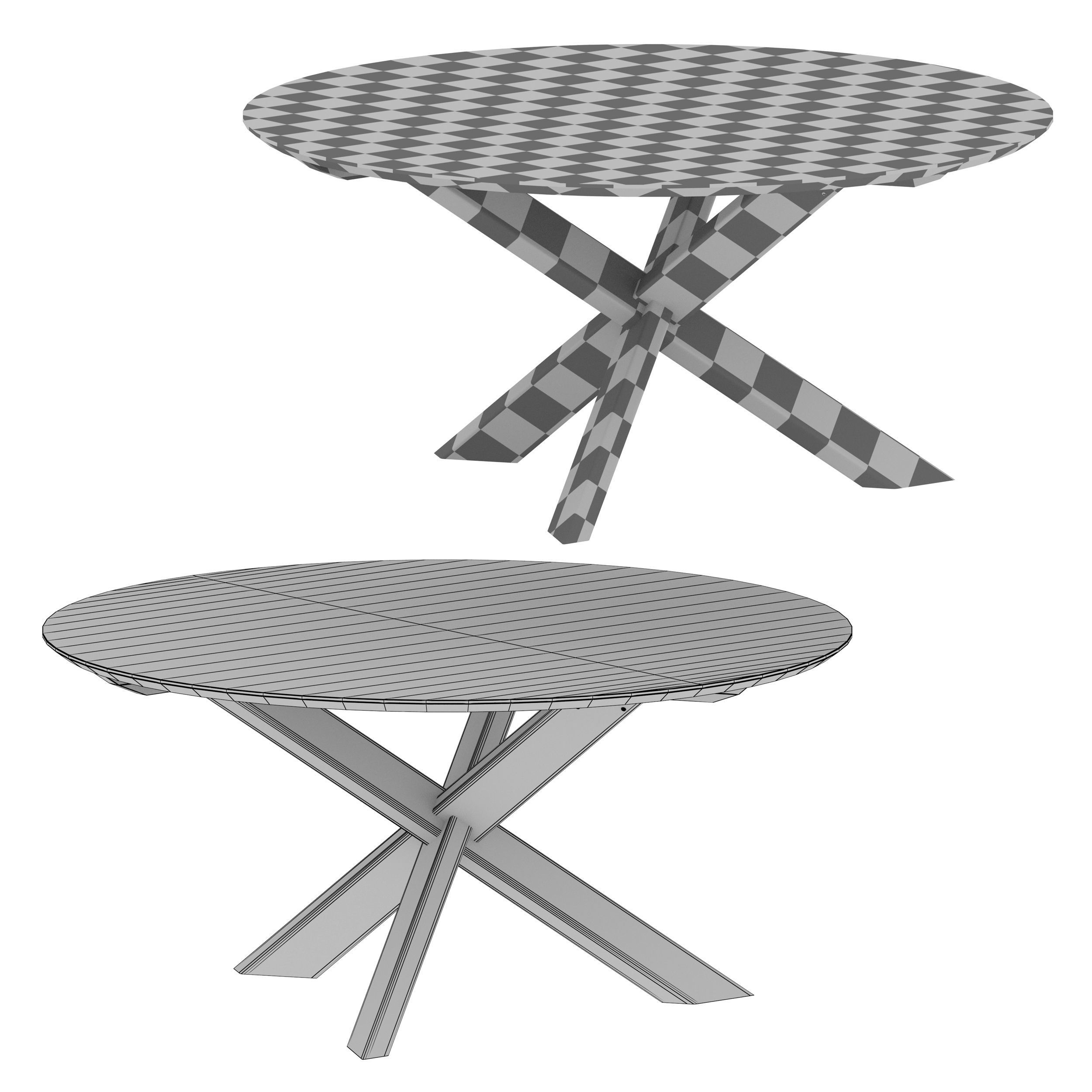 Apex White Oak 64 Round Dining Table Crate and Barrel Low-poly 3D model_10