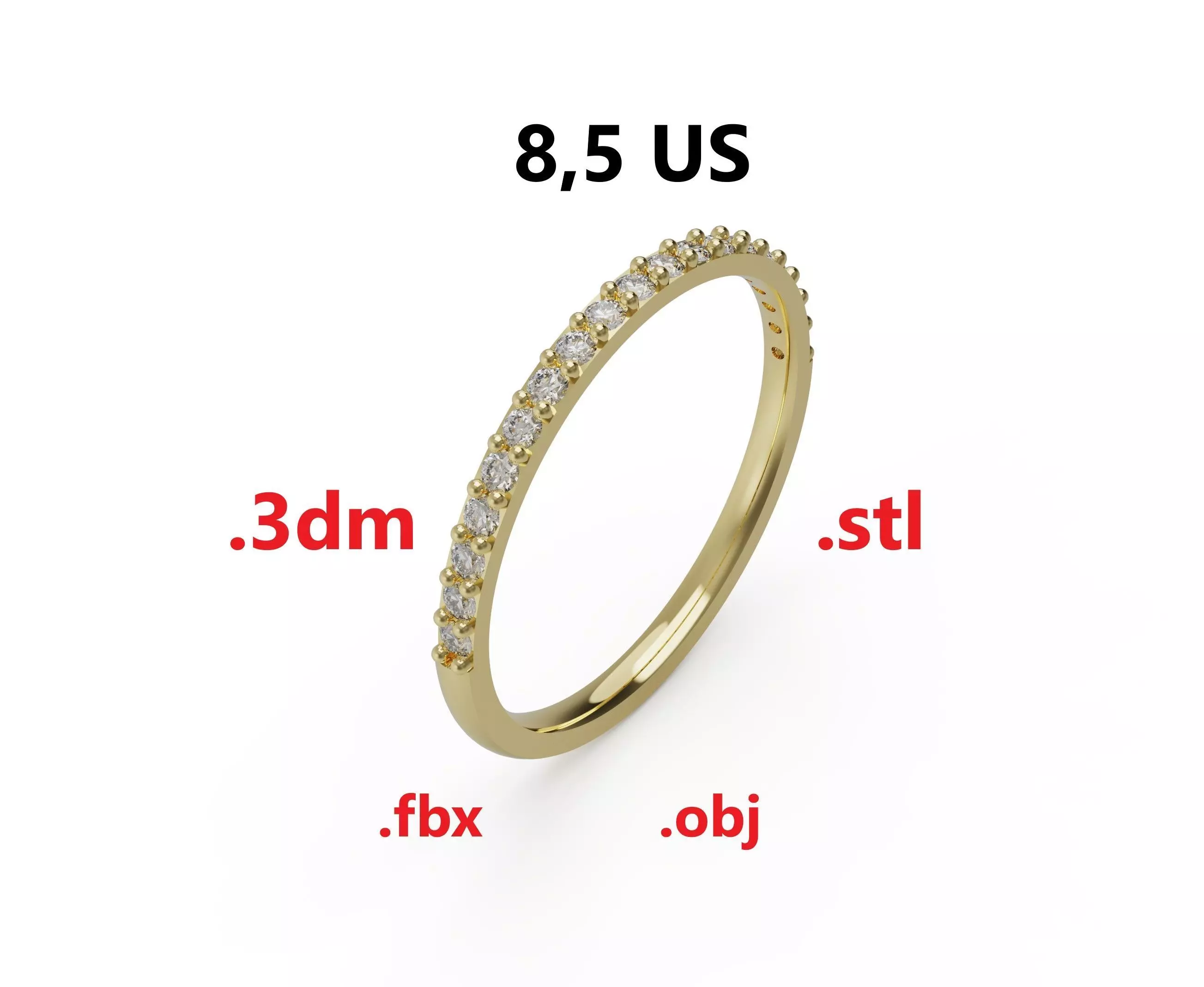 Model 243 Pave Ring 8half US Size  3D print model_0