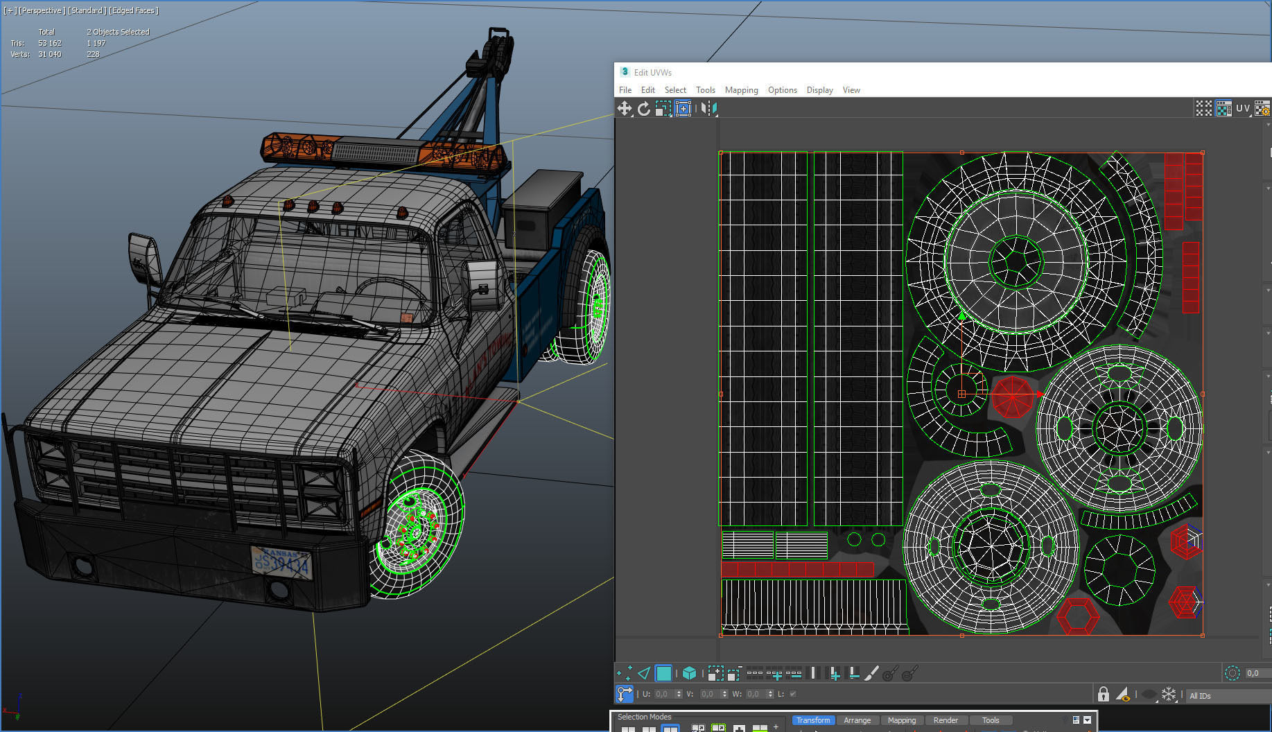 Vintage wrecker tow car Low-poly 3D model_39