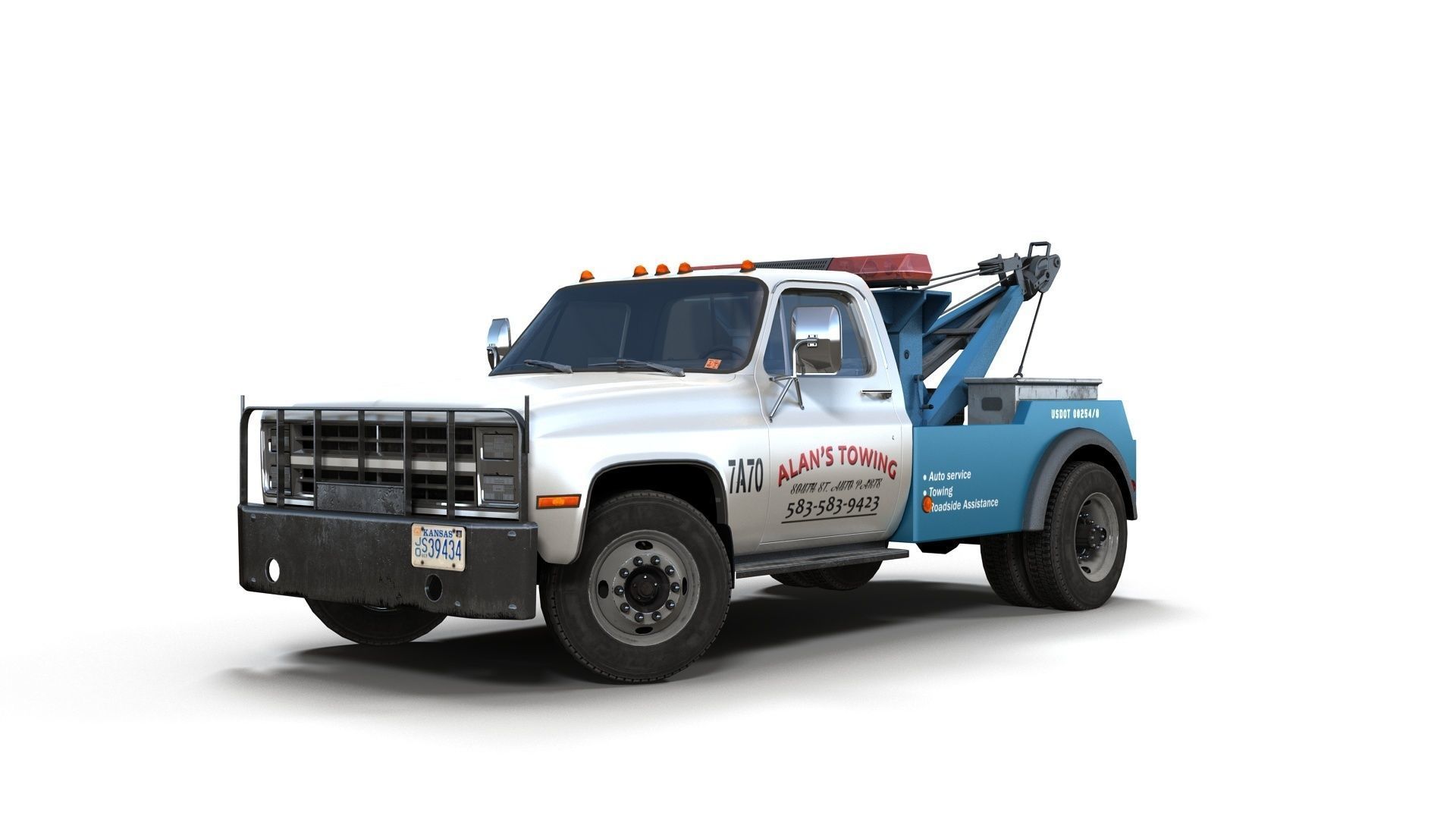 Vintage wrecker tow car Low-poly 3D model_15