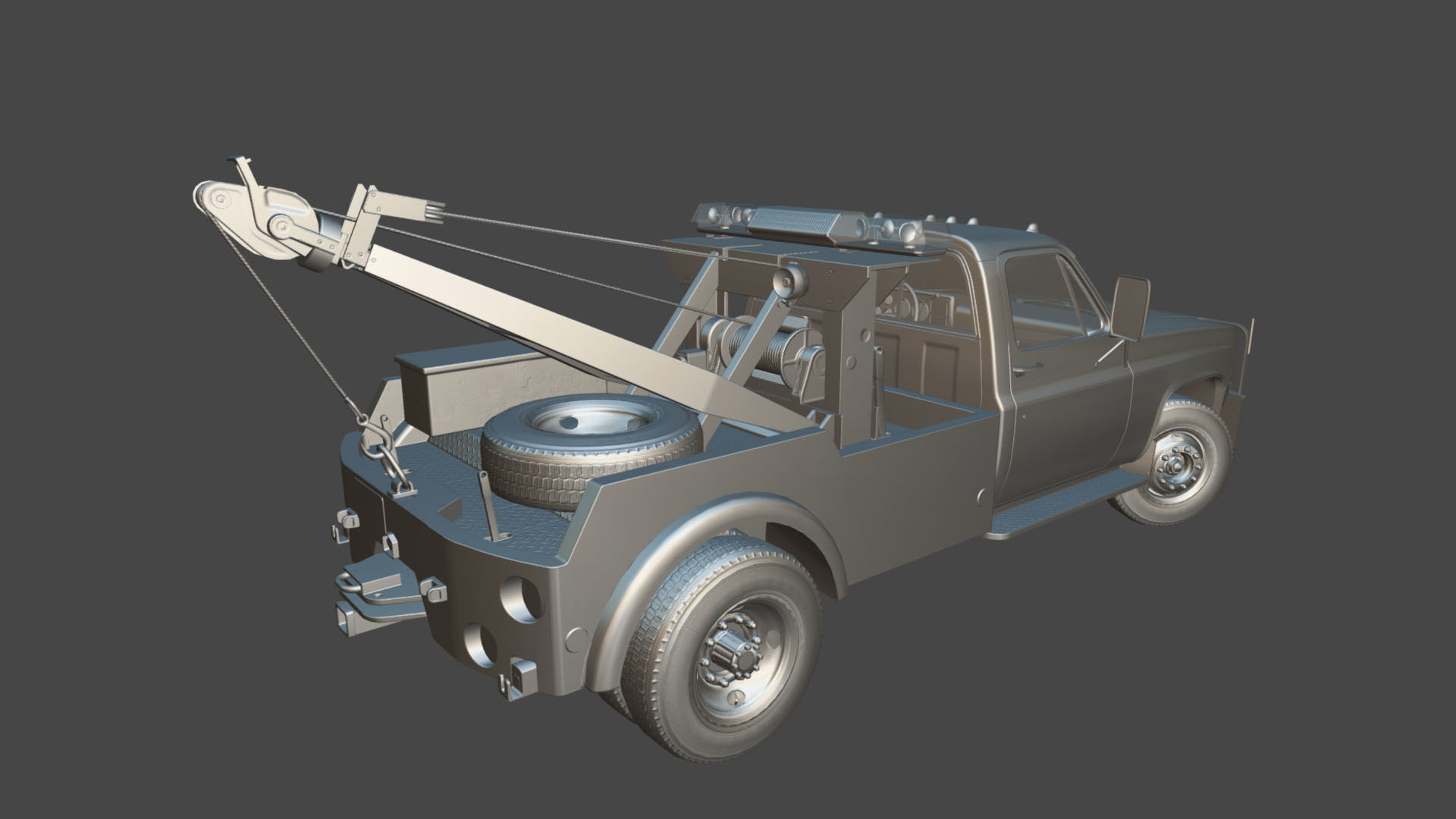 Vintage wrecker tow car Low-poly 3D model_32