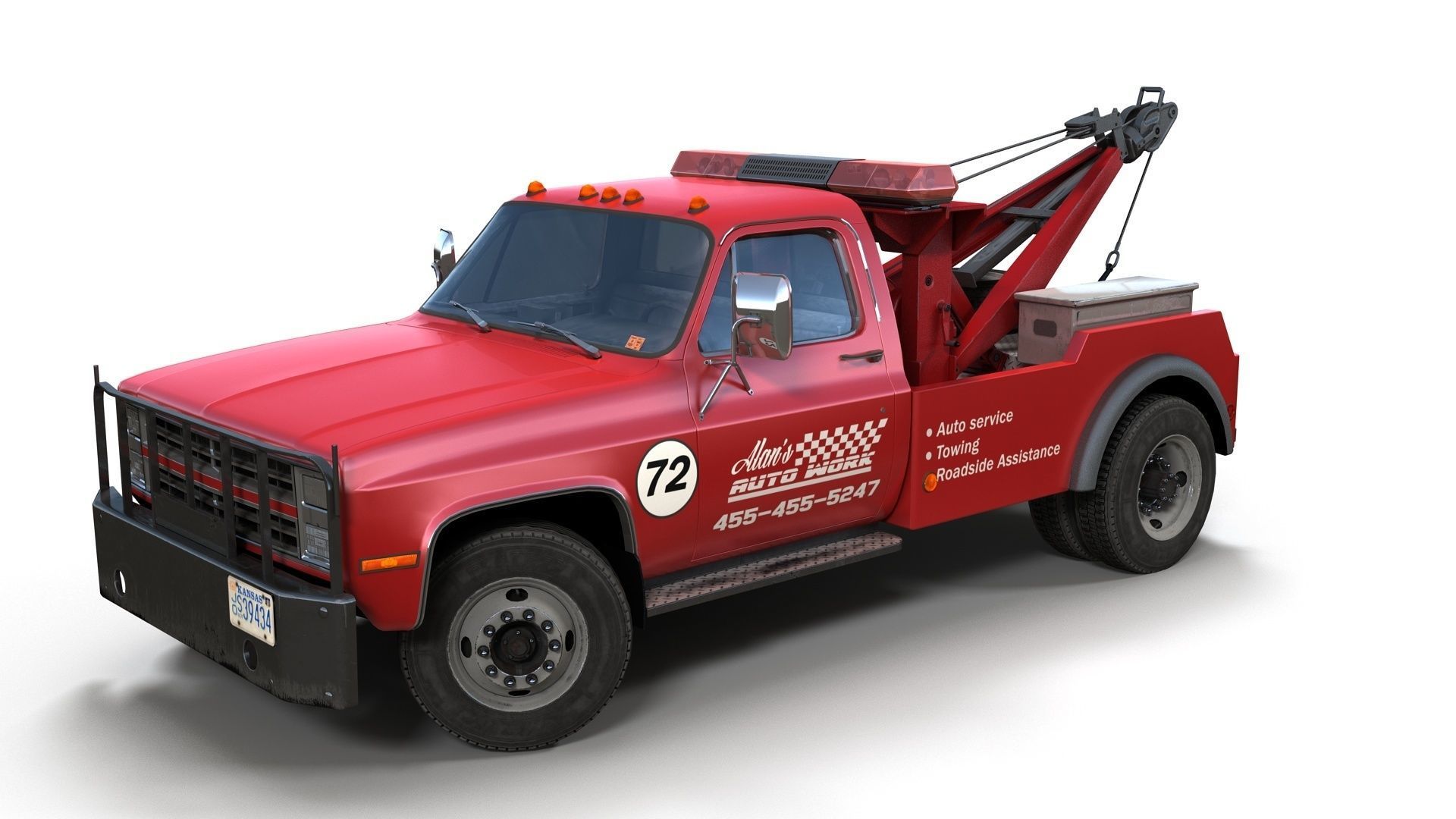 Vintage wrecker tow car Low-poly 3D model_17