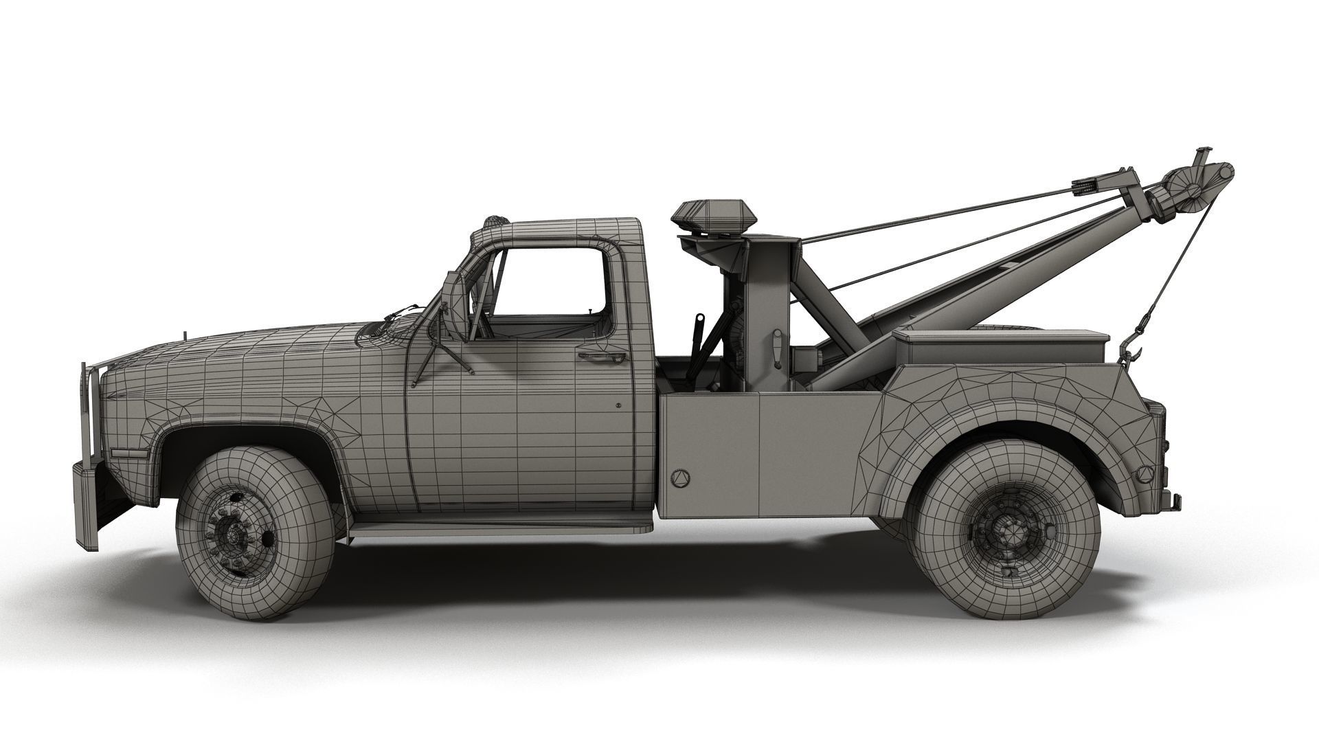 Vintage wrecker tow car Low-poly 3D model_21