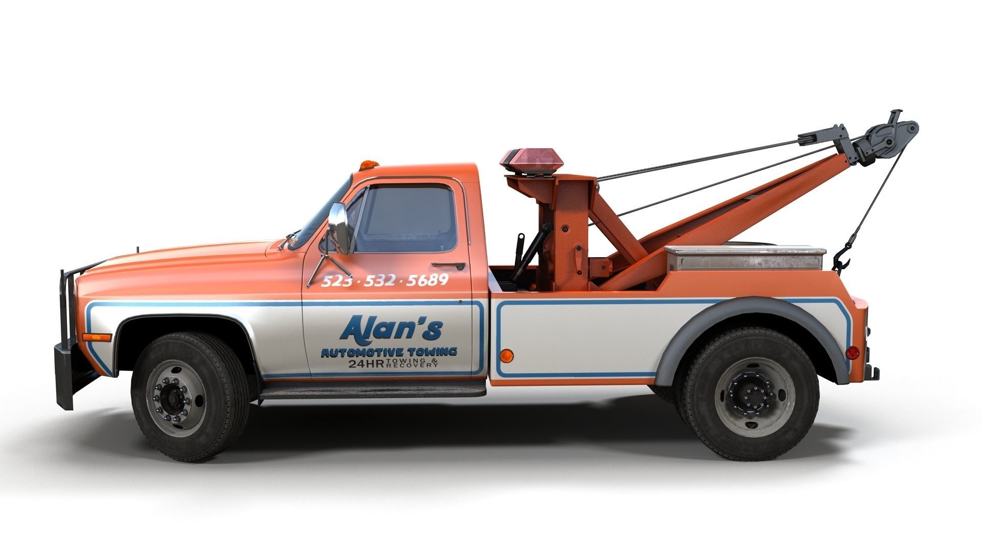 Vintage wrecker tow car Low-poly 3D model_7