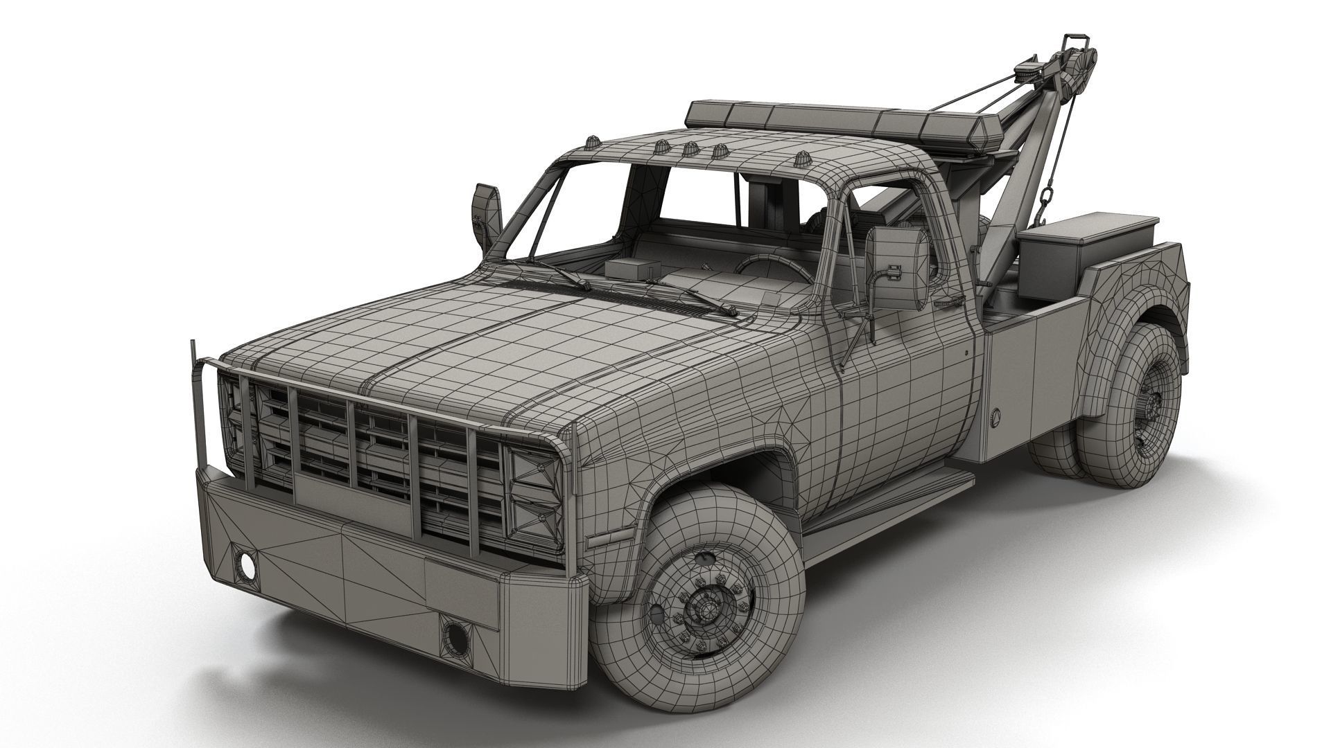 Vintage wrecker tow car Low-poly 3D model_20