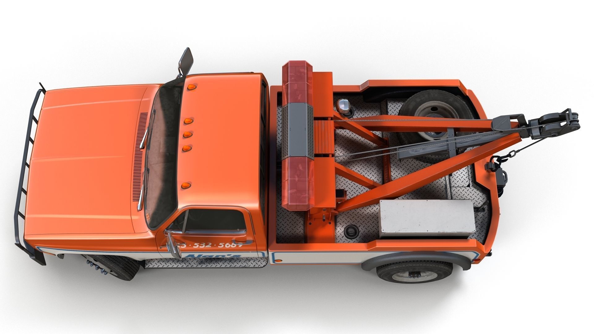 Vintage wrecker tow car Low-poly 3D model_10