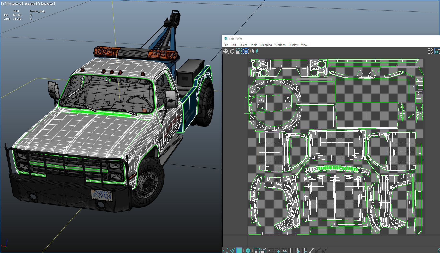 Vintage wrecker tow car Low-poly 3D model_38