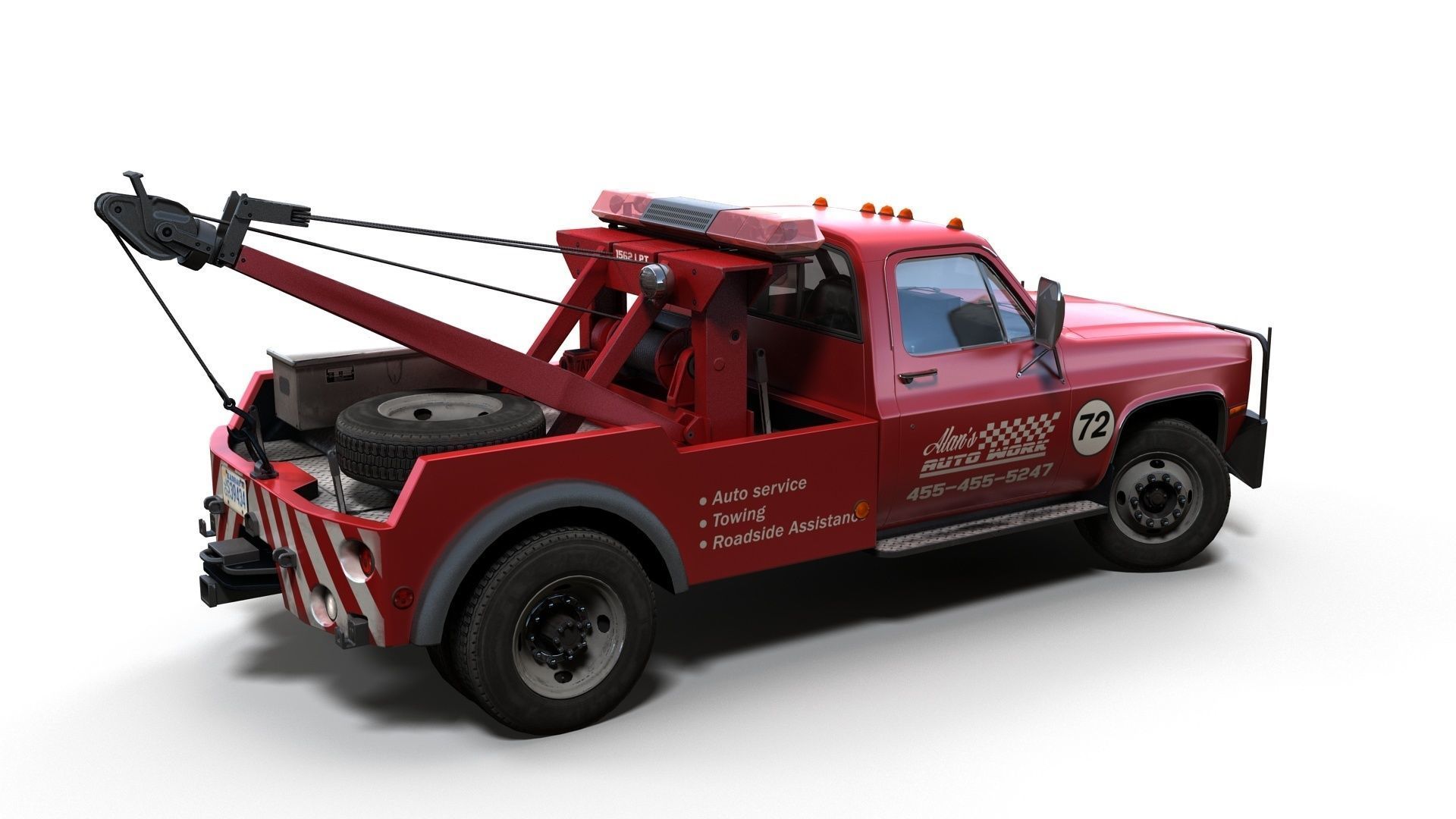Vintage wrecker tow car Low-poly 3D model_16