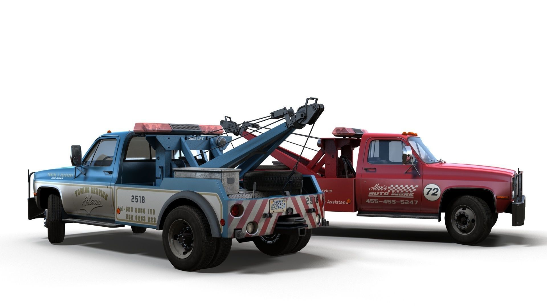 Vintage wrecker tow car Low-poly 3D model_4