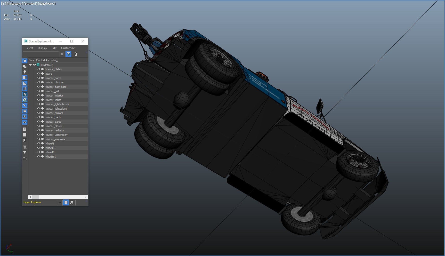 Vintage wrecker tow car Low-poly 3D model_36