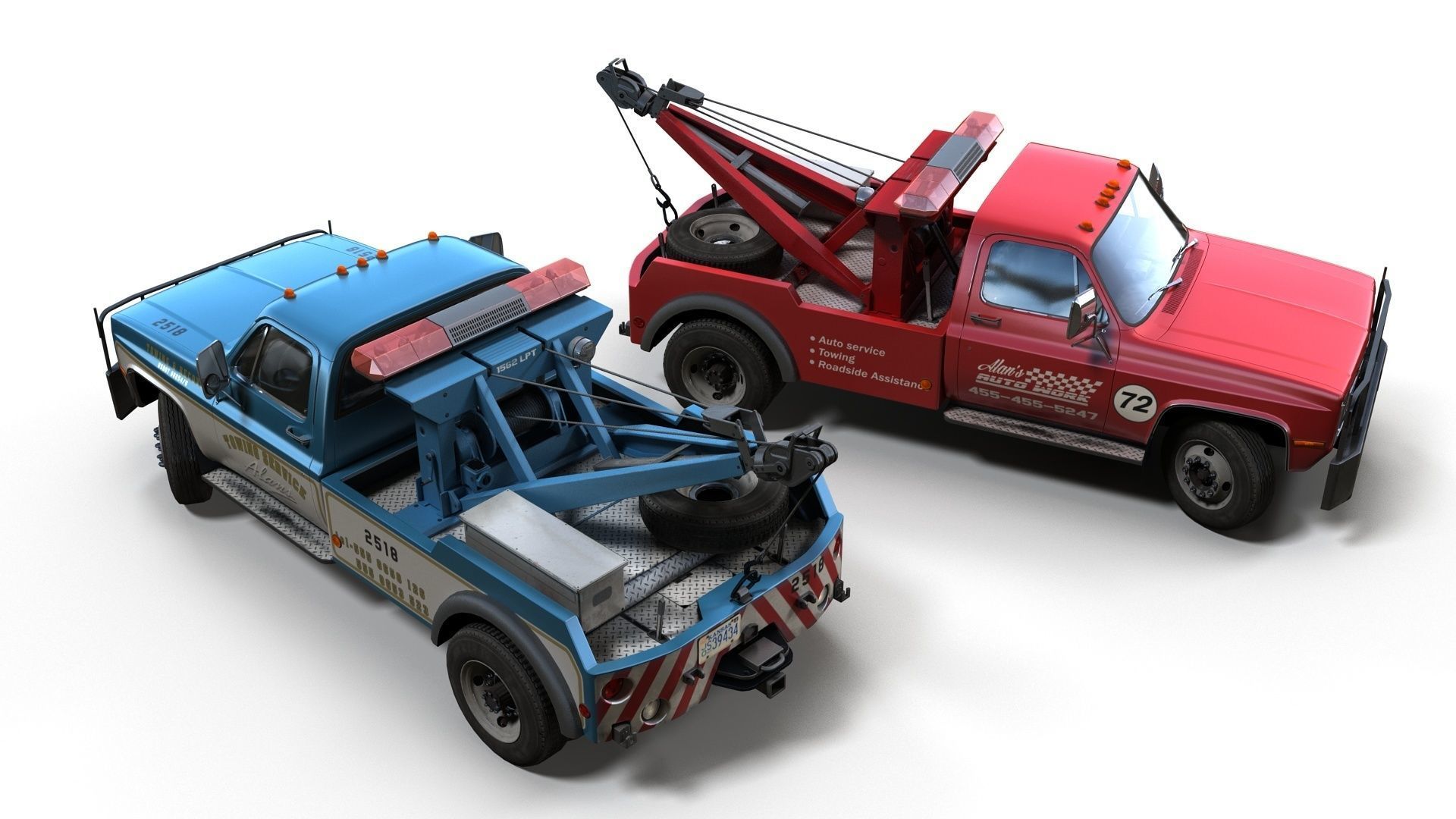 Vintage wrecker tow car Low-poly 3D model_2