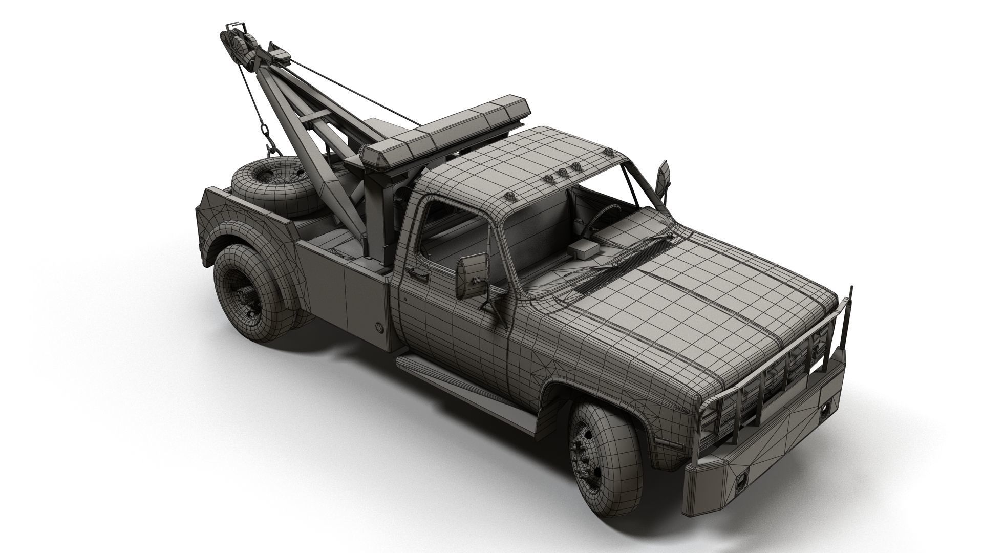 Vintage wrecker tow car Low-poly 3D model_22