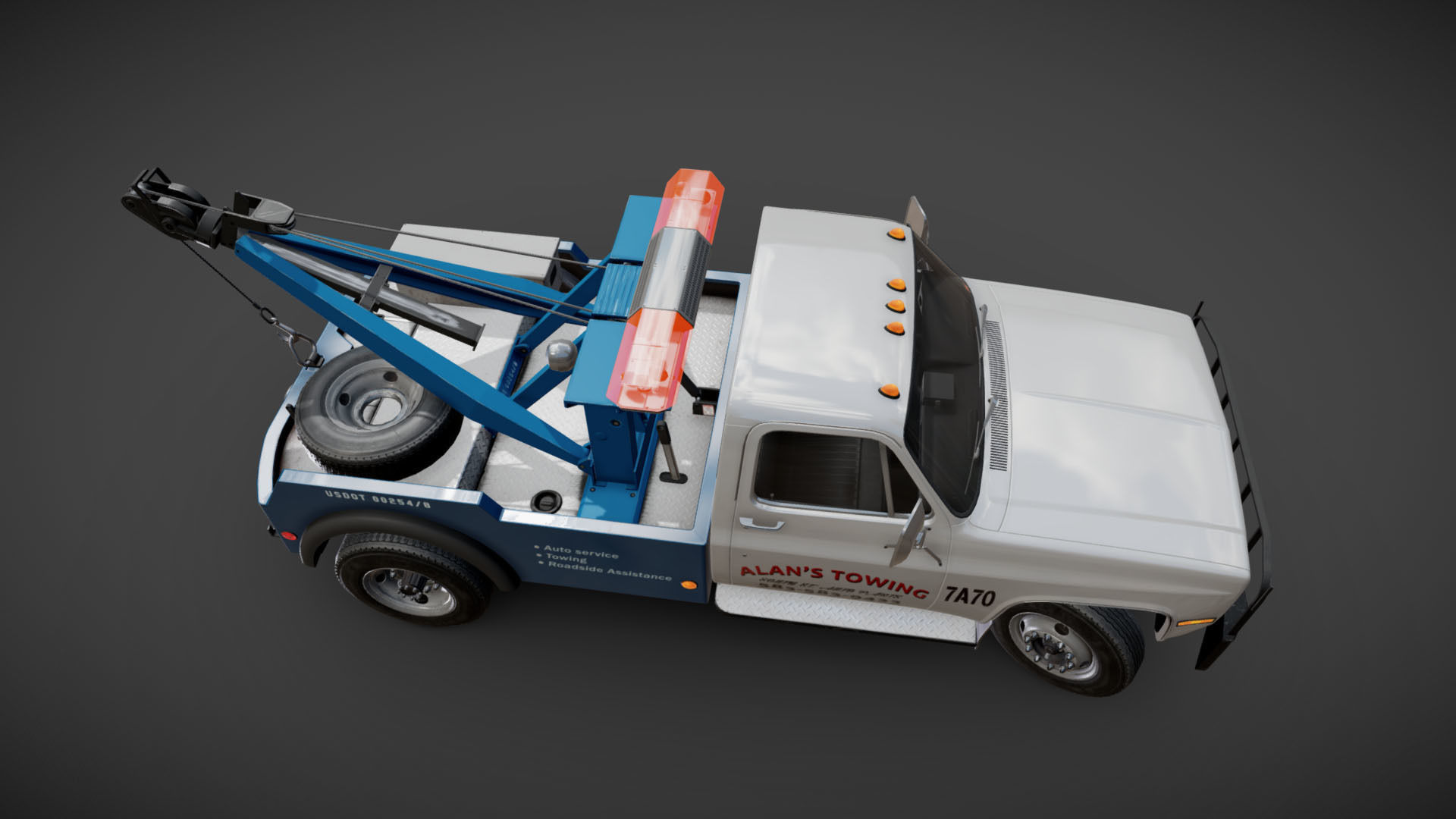 Vintage wrecker tow car Low-poly 3D model_27