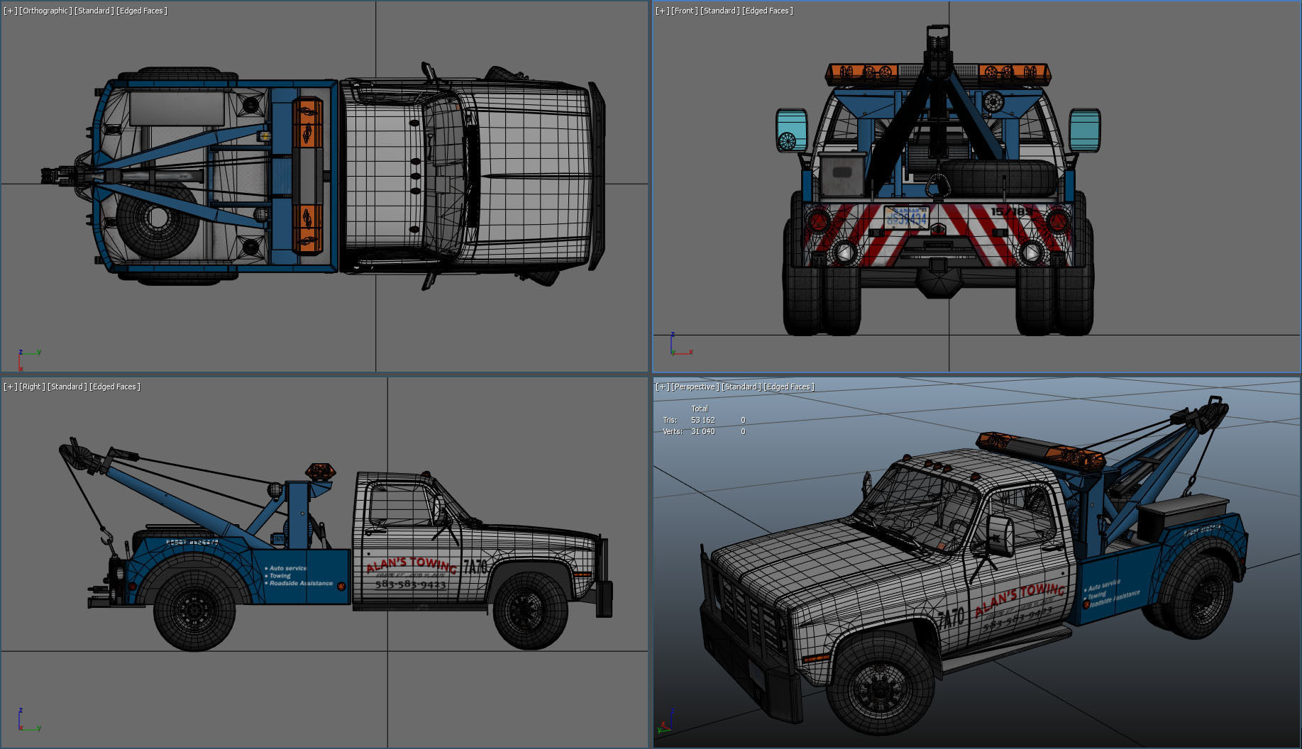Vintage wrecker tow car Low-poly 3D model_37
