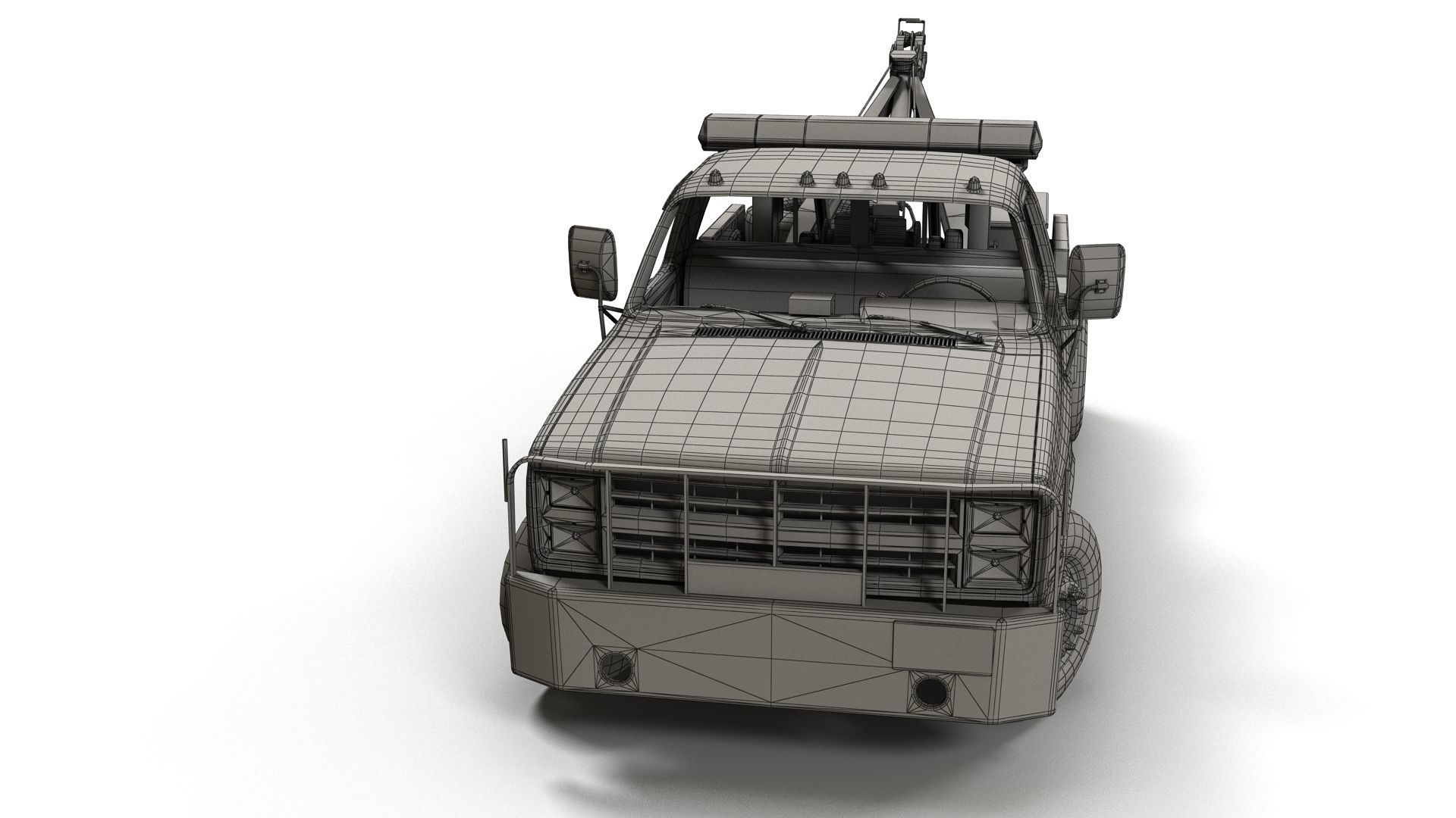 Vintage wrecker tow car Low-poly 3D model_18