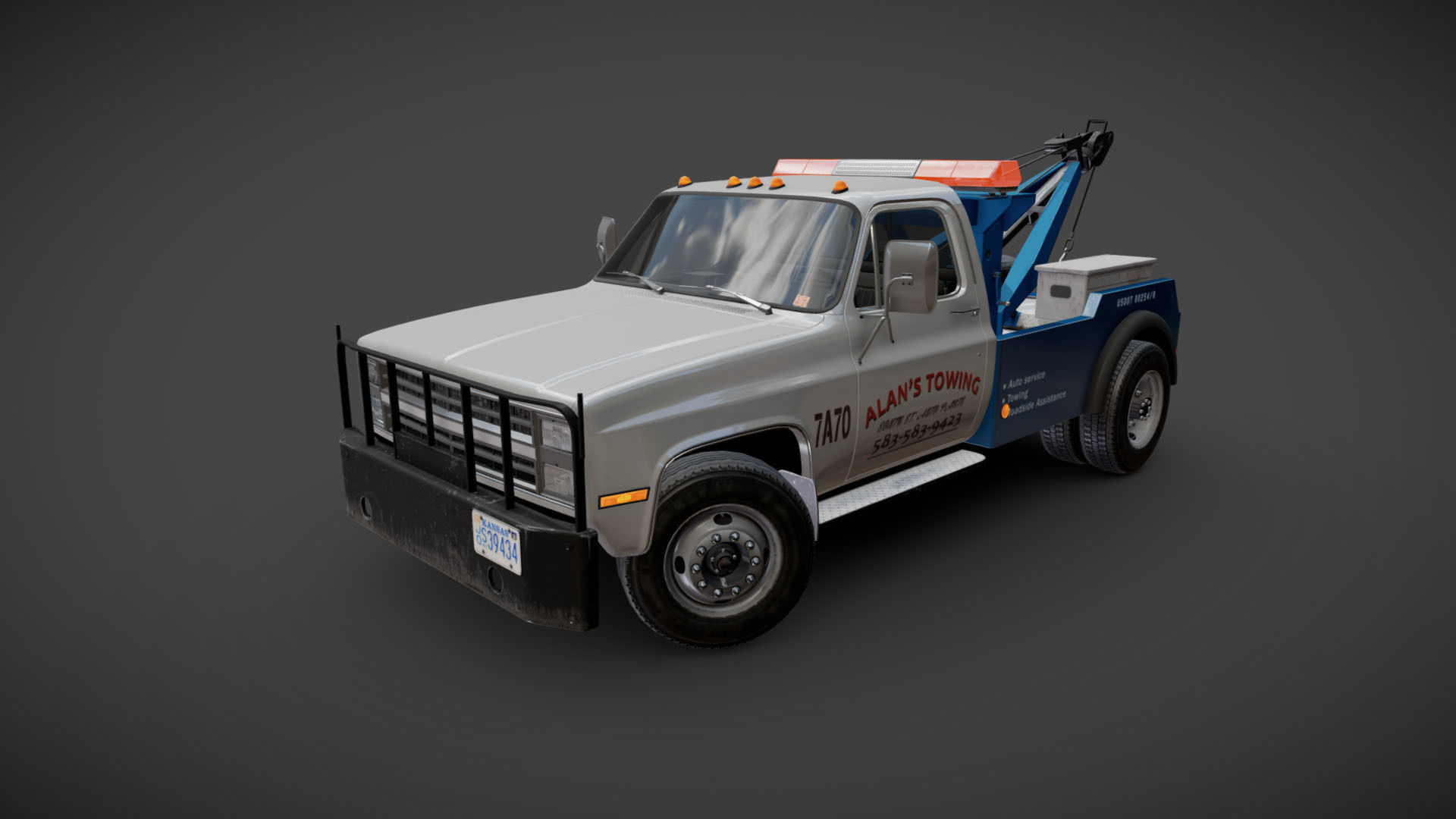 Vintage wrecker tow car Low-poly 3D model_29