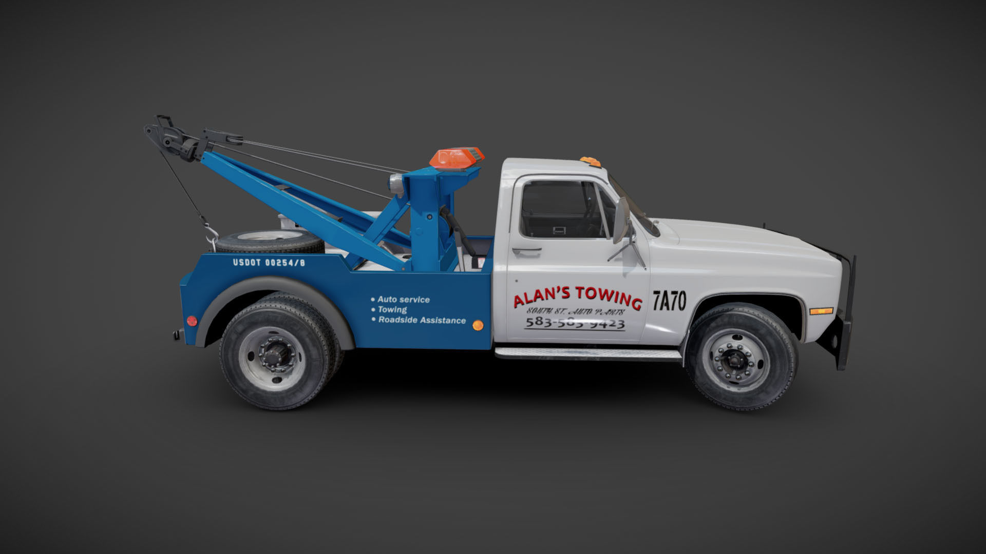 Vintage wrecker tow car Low-poly 3D model_28