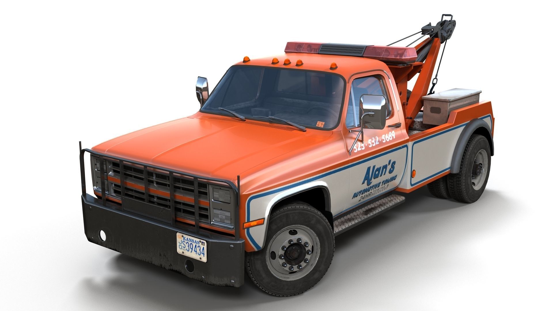 Vintage wrecker tow car Low-poly 3D model_5