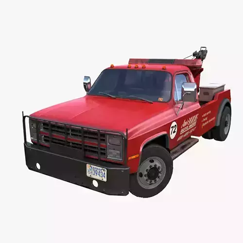 Vintage wrecker tow car Low-poly 3D model