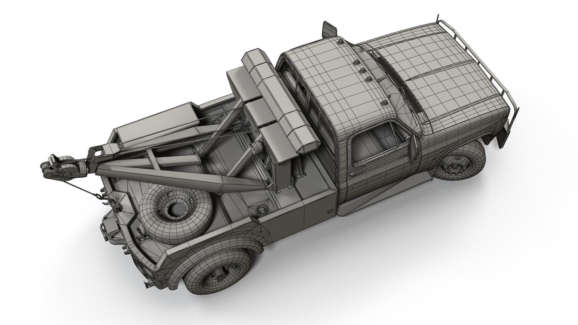 Vintage wrecker tow car Low-poly 3D model_25