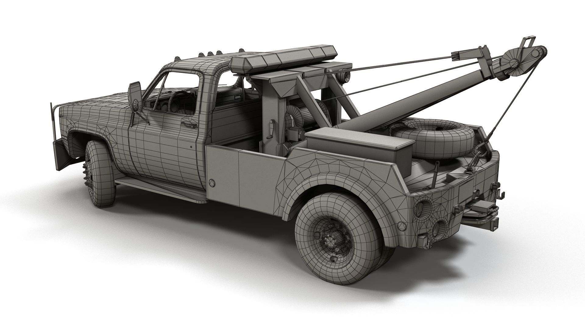 Vintage wrecker tow car Low-poly 3D model_19