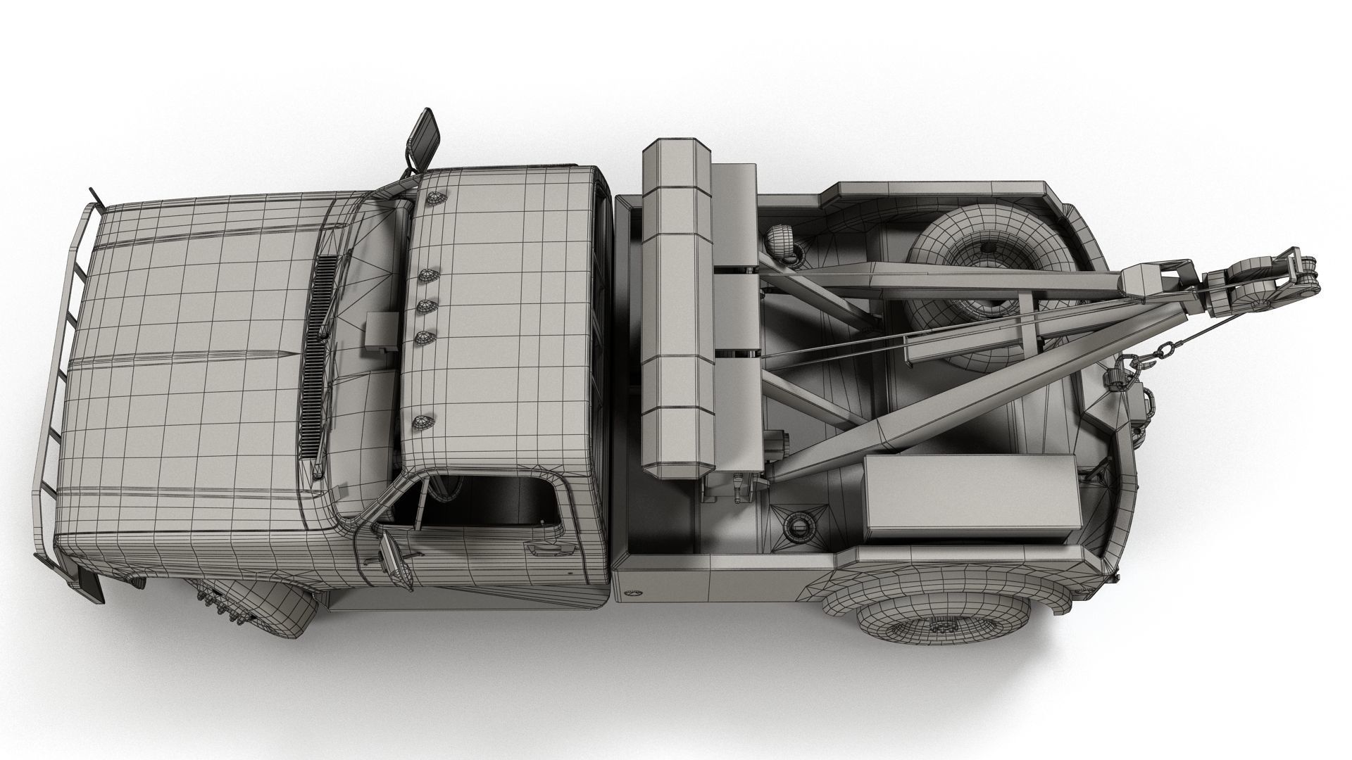 Vintage wrecker tow car Low-poly 3D model_24