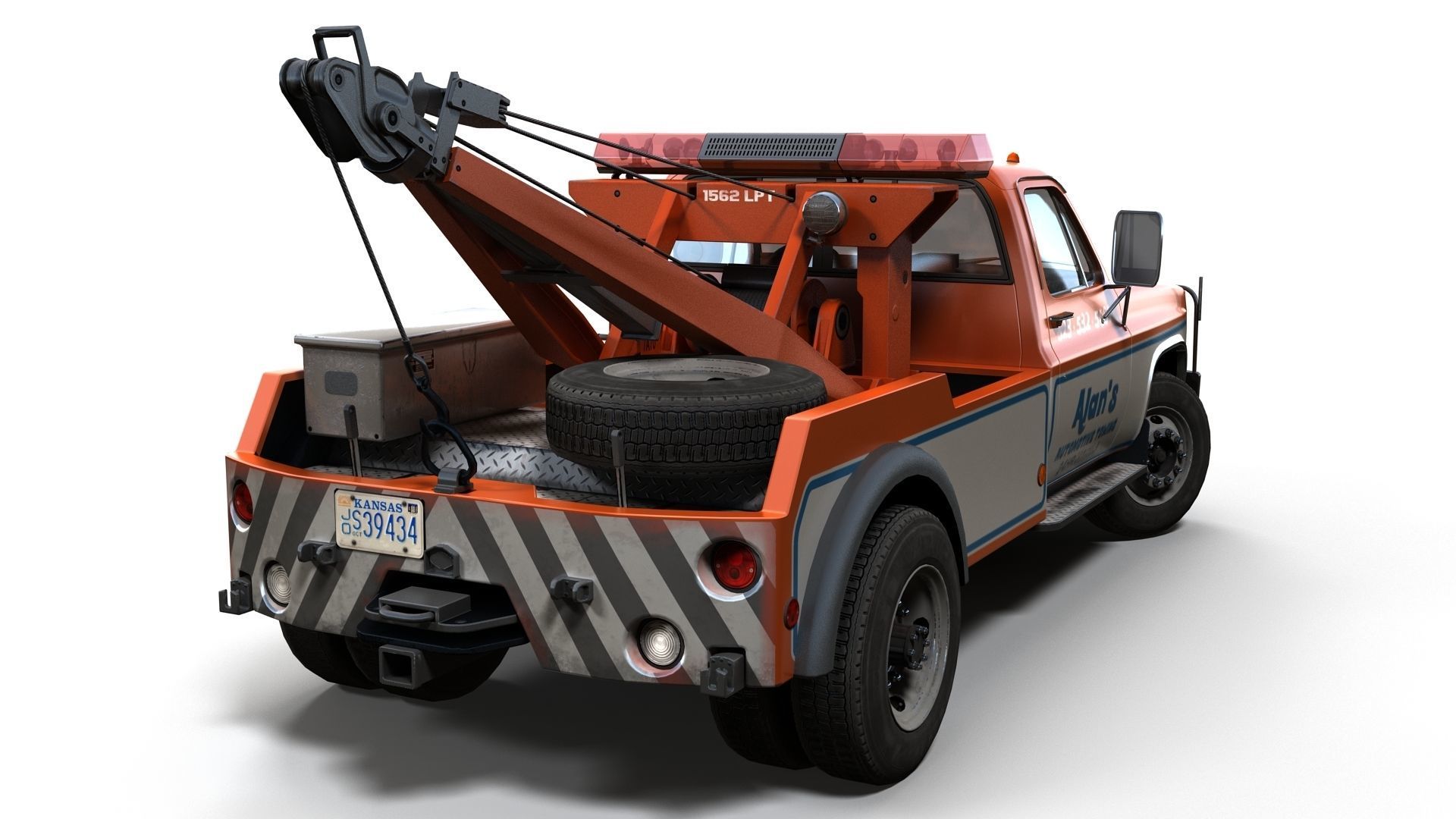 Vintage wrecker tow car Low-poly 3D model_12