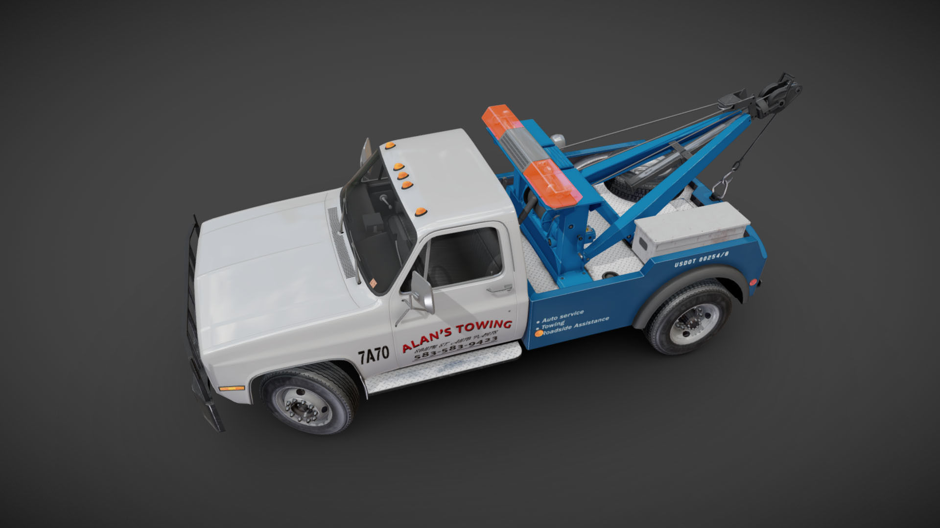 Vintage wrecker tow car Low-poly 3D model_26