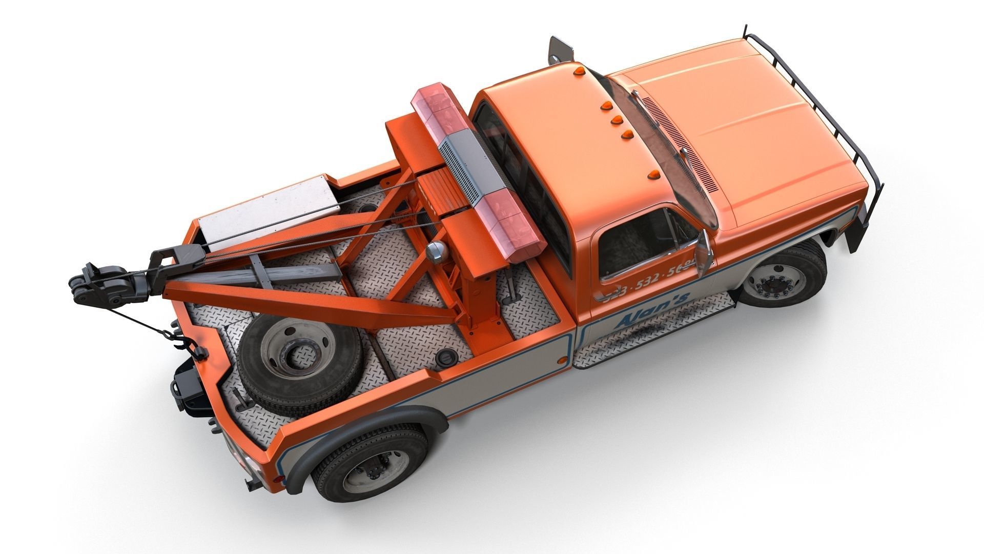 Vintage wrecker tow car Low-poly 3D model_8