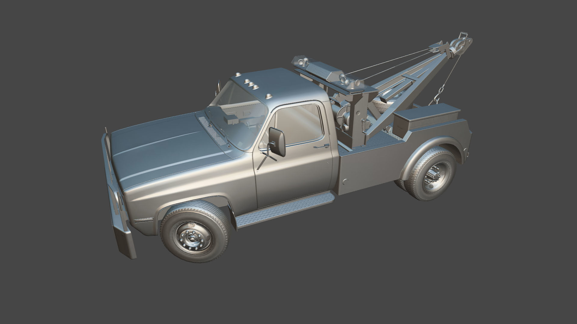 Vintage wrecker tow car Low-poly 3D model_31