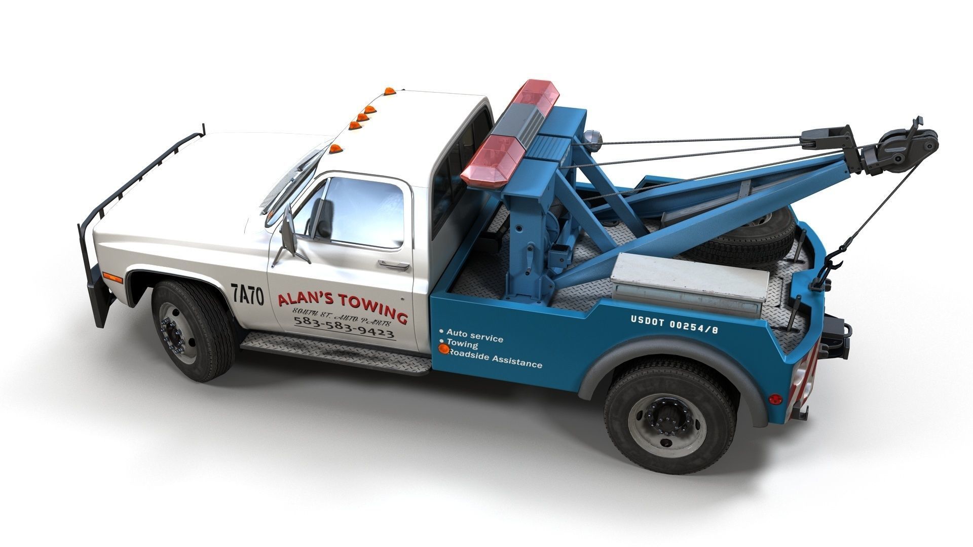 Vintage wrecker tow car Low-poly 3D model_14