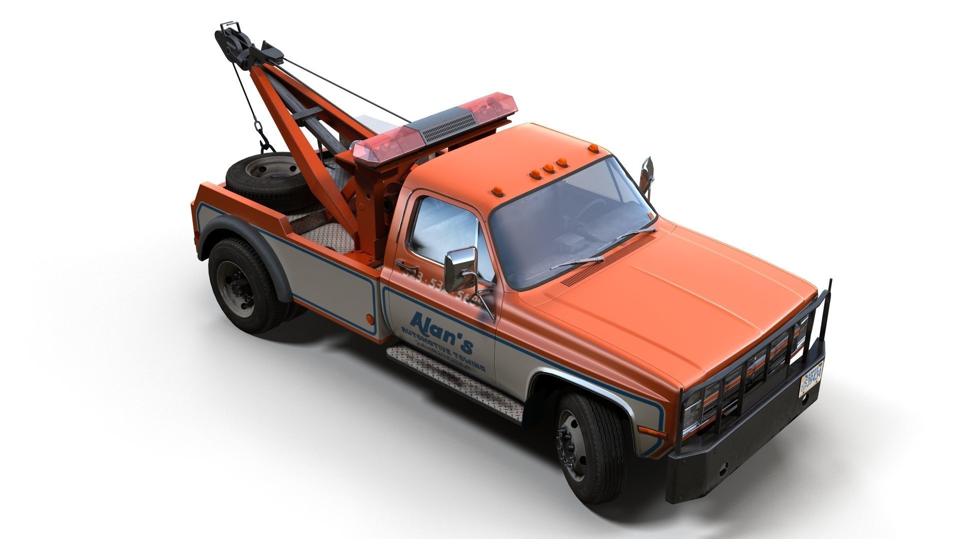 Vintage wrecker tow car Low-poly 3D model_11