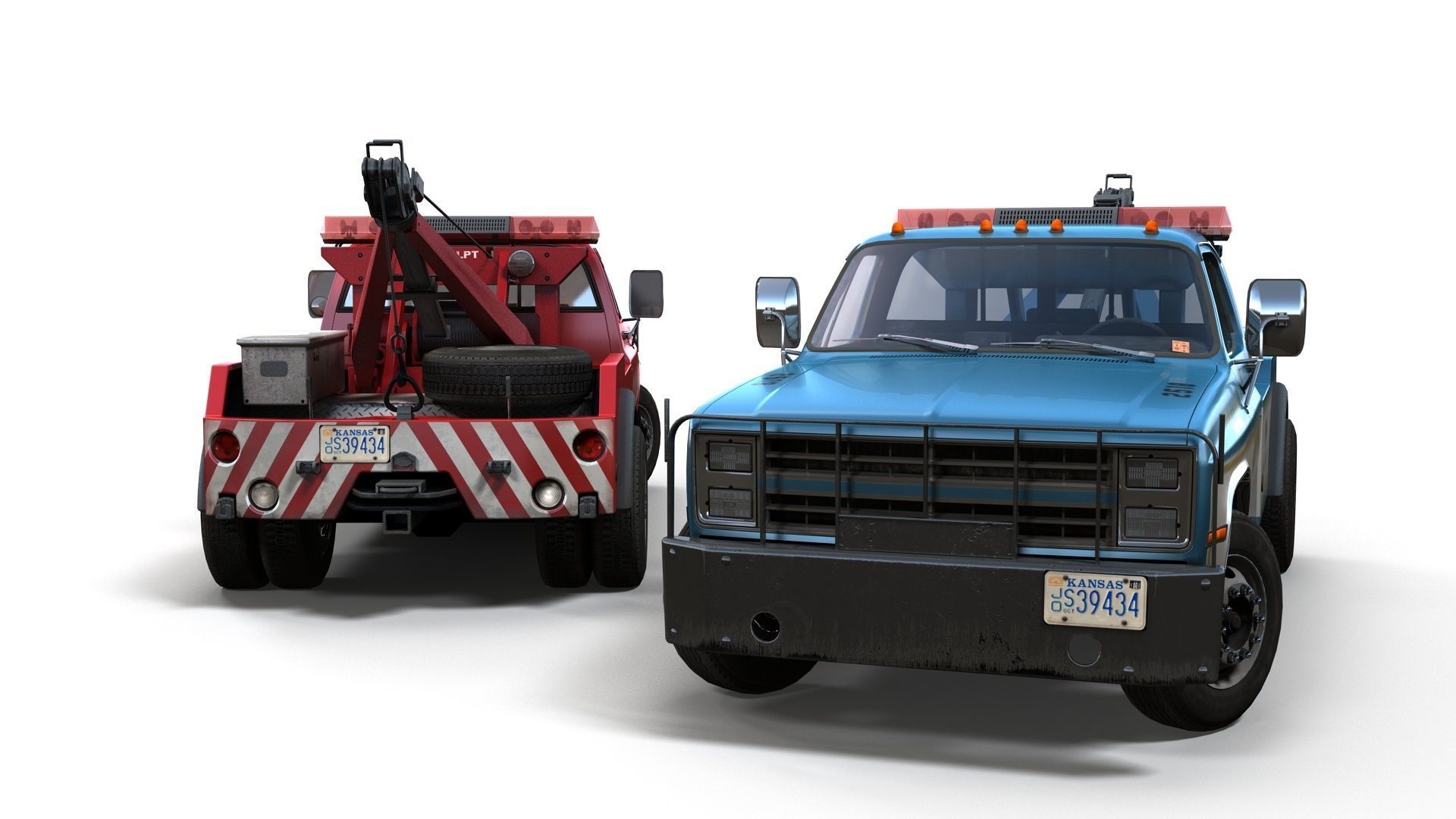 Vintage wrecker tow car Low-poly 3D model_3