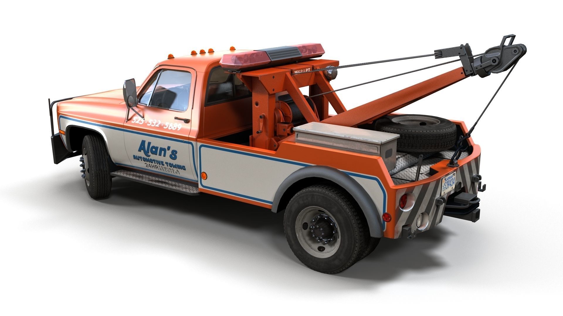 Vintage wrecker tow car Low-poly 3D model_6