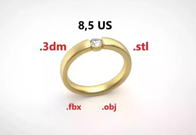 Model 245  Solitaire Ring 8half US Size 