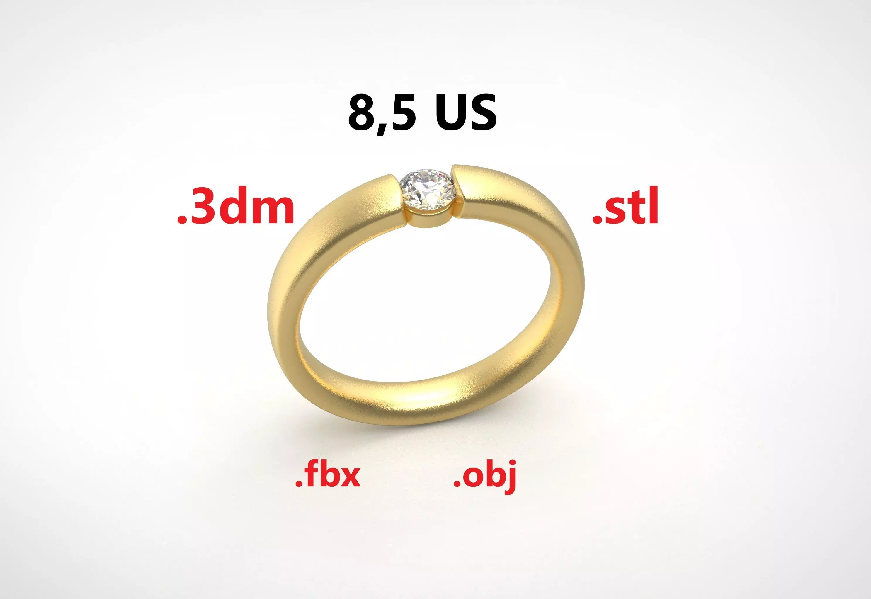 Model 245  Solitaire Ring 8half US Size  3D print model_0