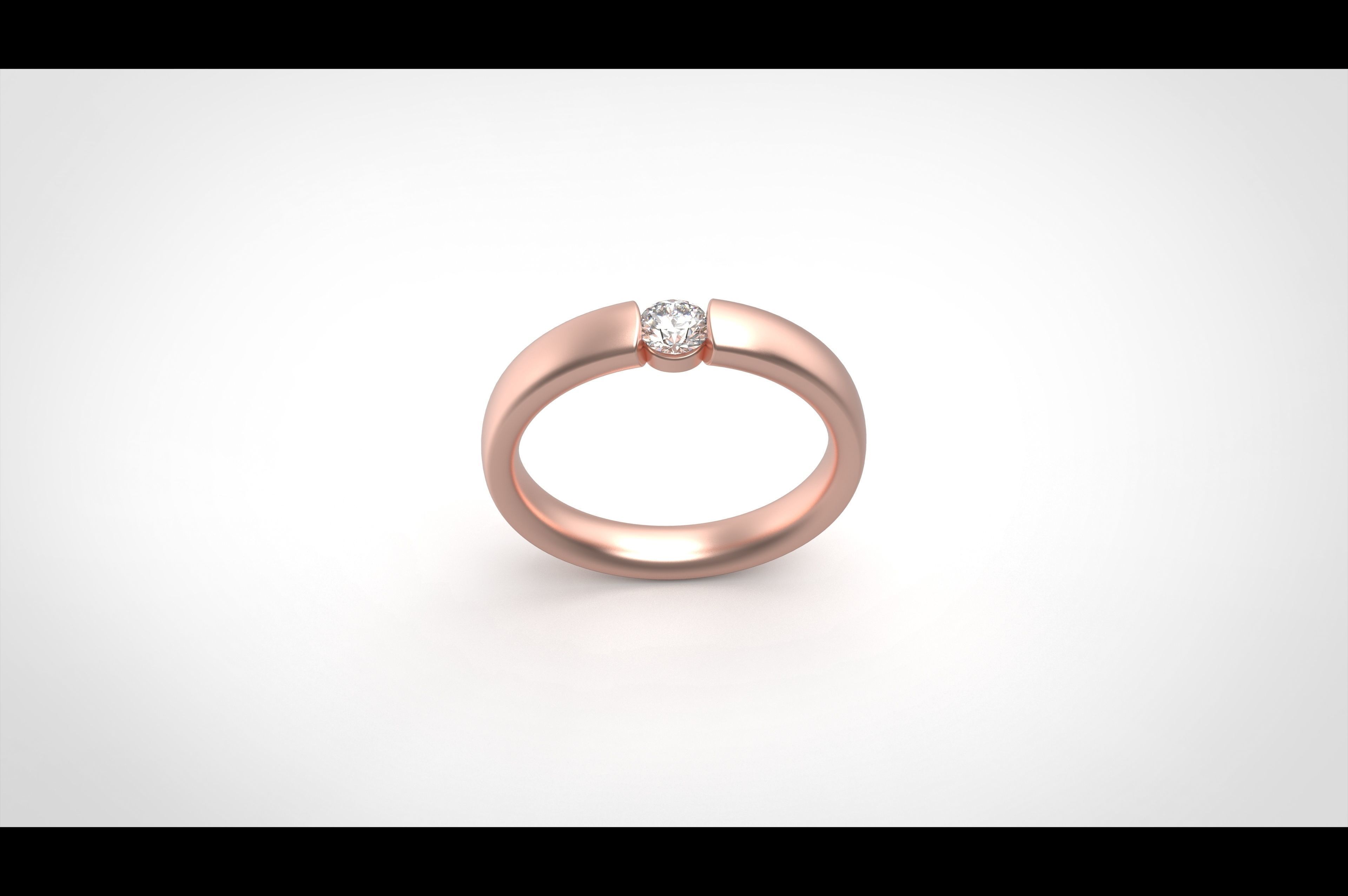 Model 245  Solitaire Ring 8half US Size  3D print model_3