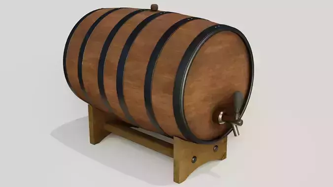 Whiskey Barrel 2-4K PBR Textures 3D model Low