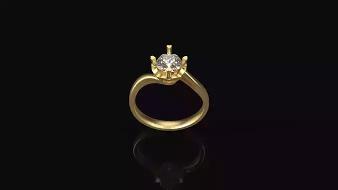 Model 255 Solitaire 6half US Ring 3D print model