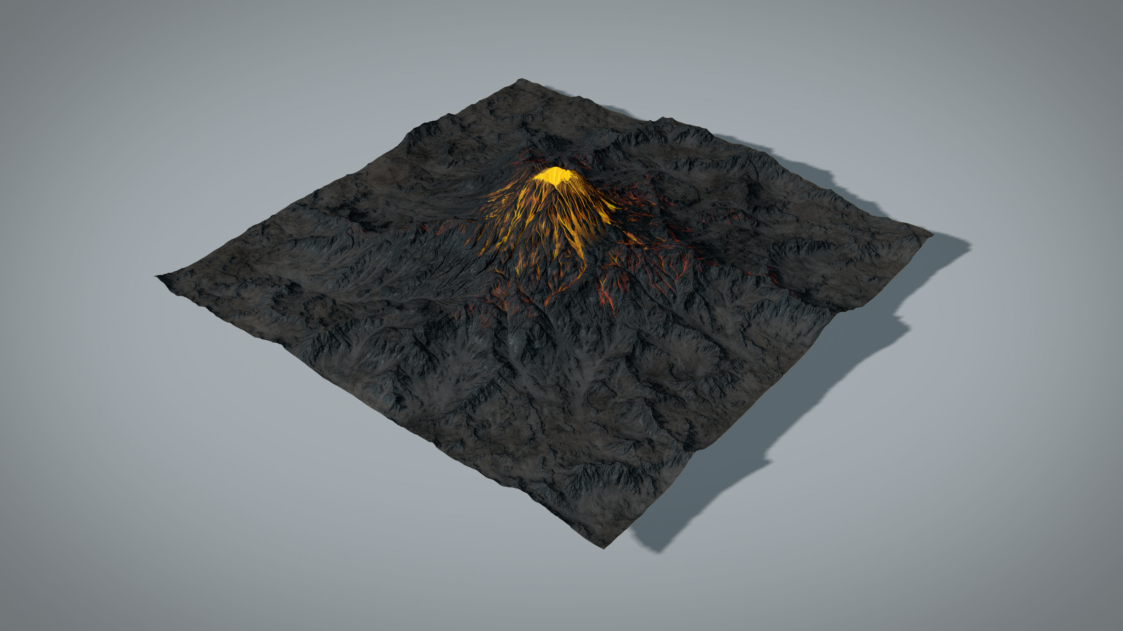 Volcano with Summer and Winter Textures Low-poly 3D model_8
