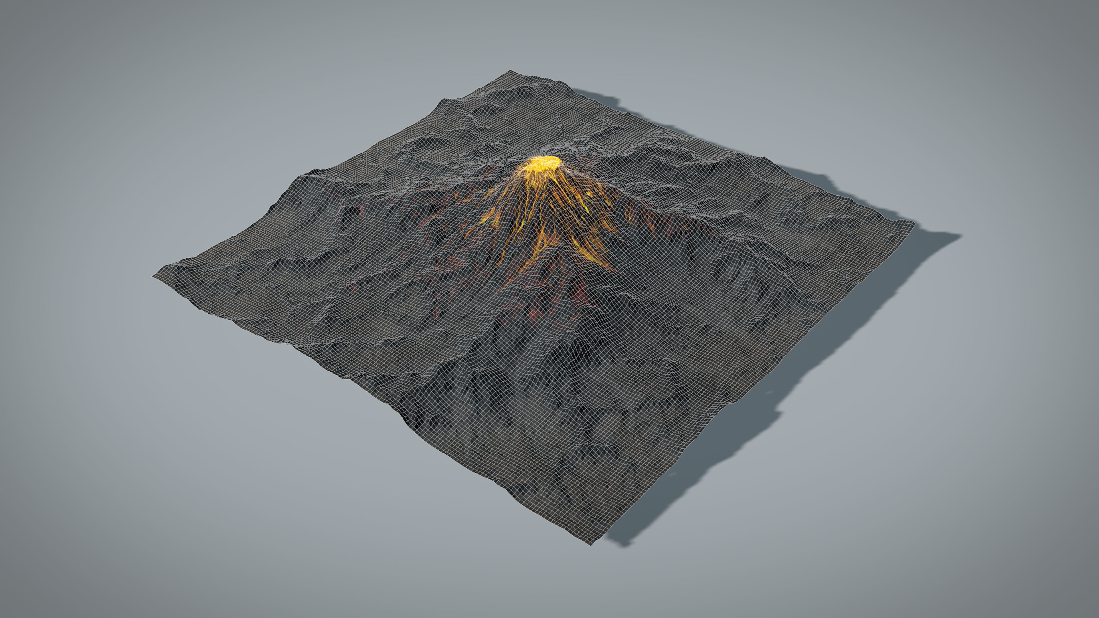 Volcano with Summer and Winter Textures Low-poly 3D model_6