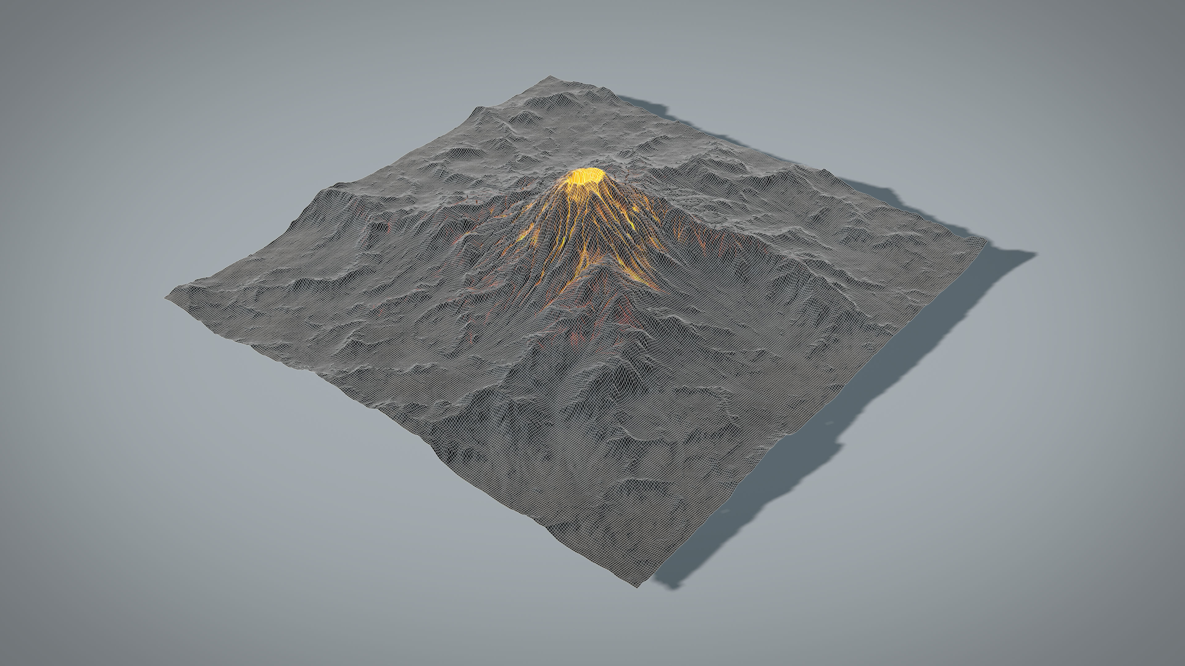 Volcano with Summer and Winter Textures Low-poly 3D model_7