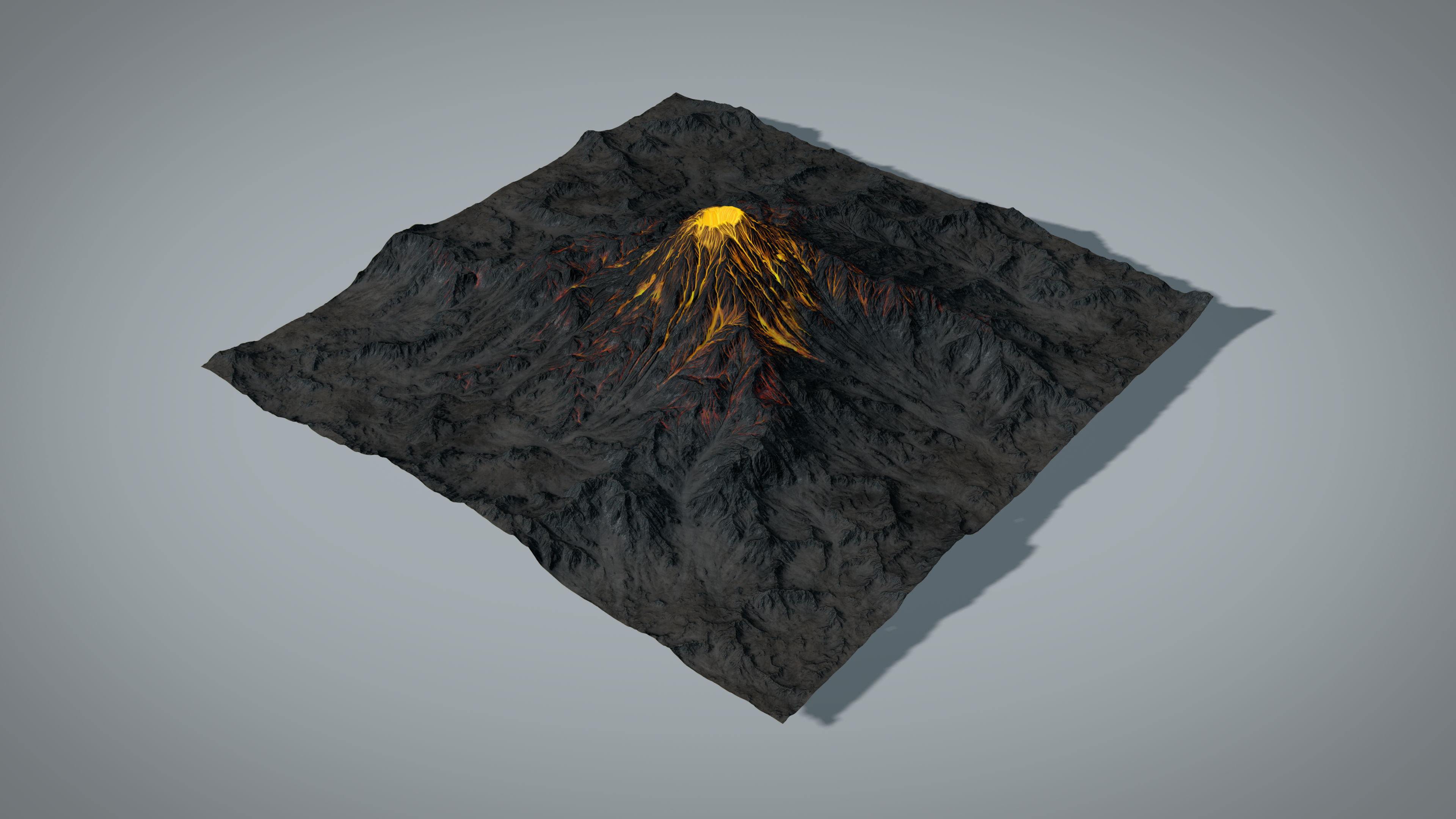 Volcano with Summer and Winter Textures Low-poly 3D model_10