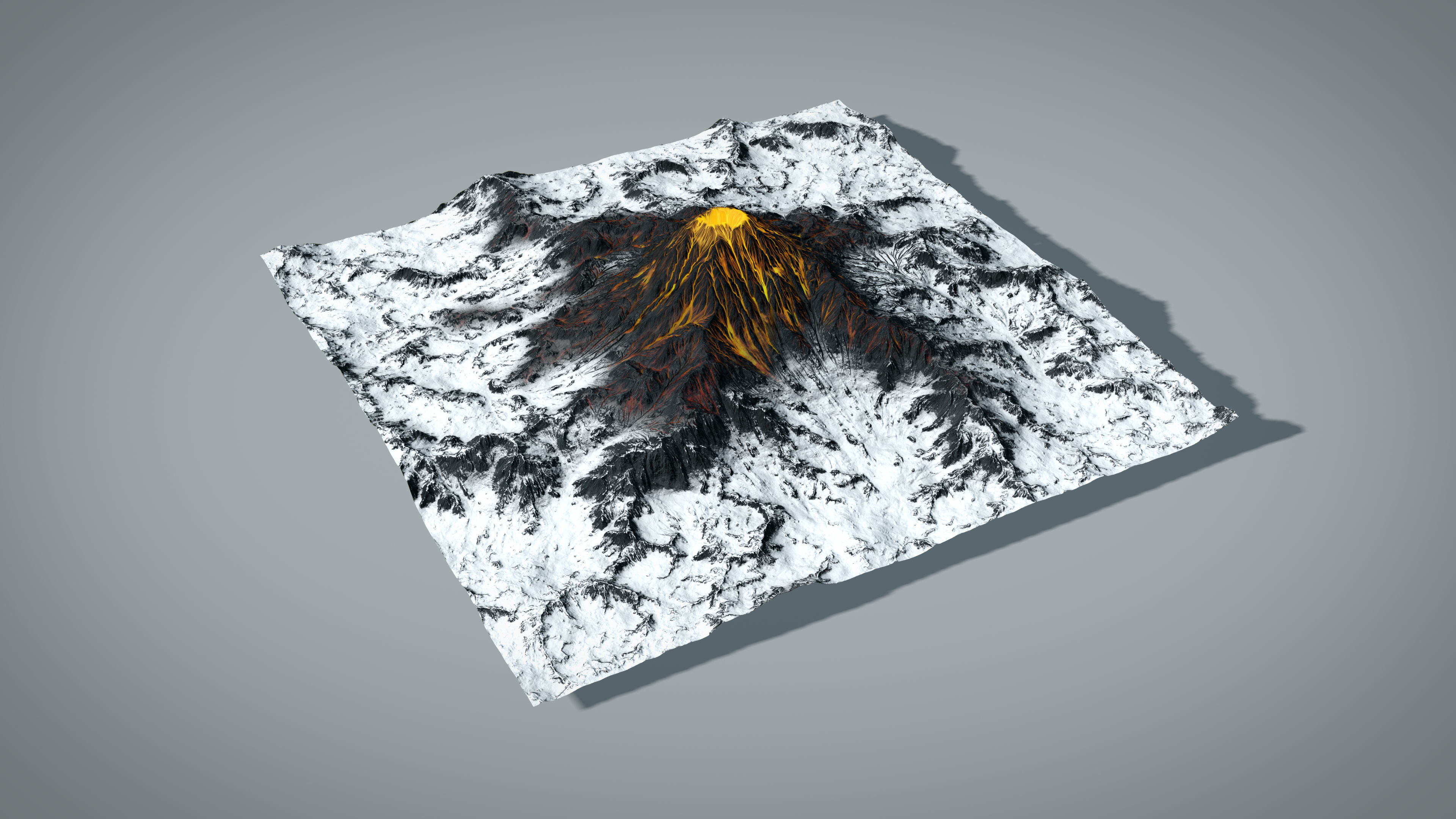 Volcano with Summer and Winter Textures Low-poly 3D model_11