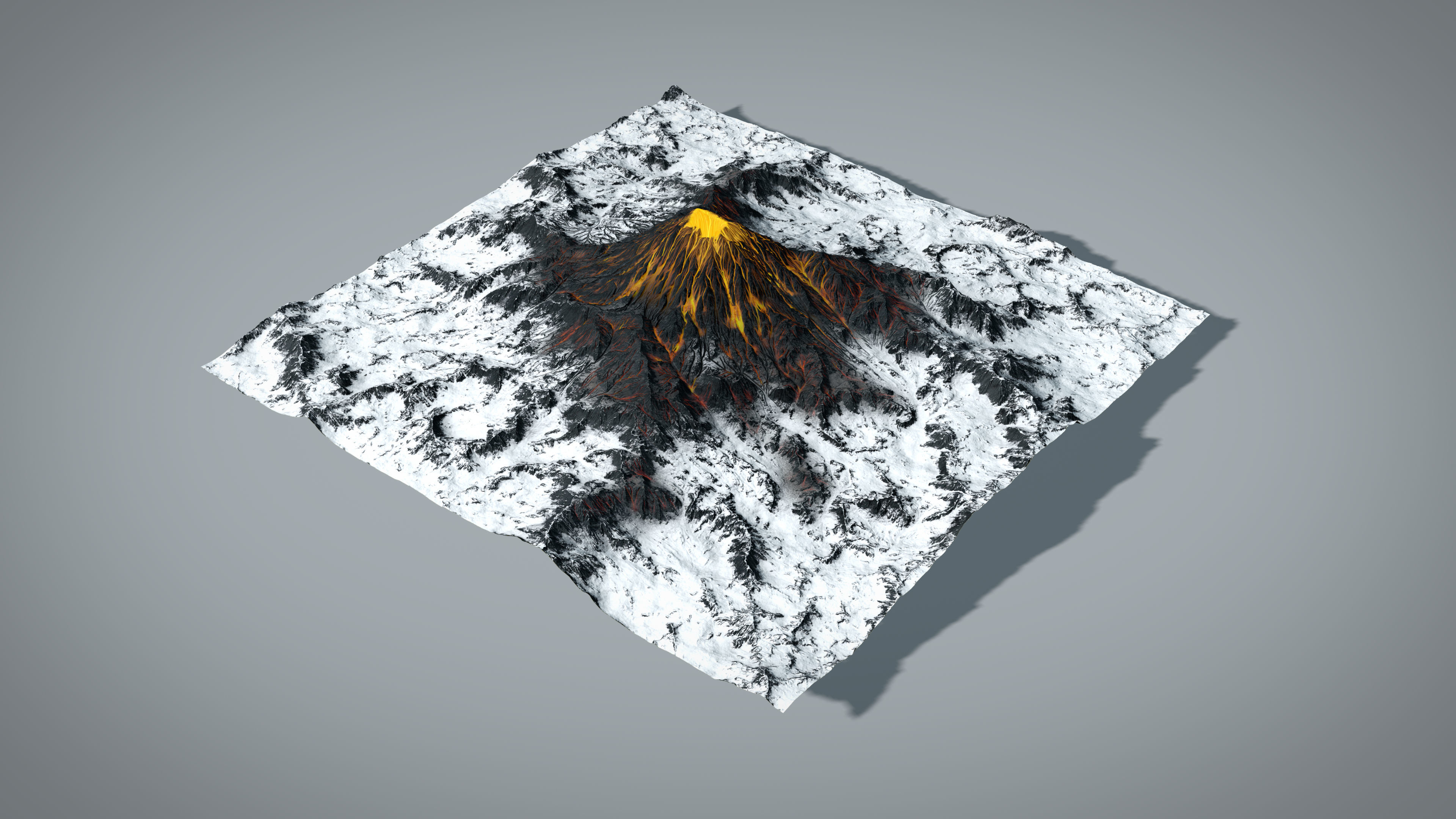 Volcano with Summer and Winter Textures Low-poly 3D model_9