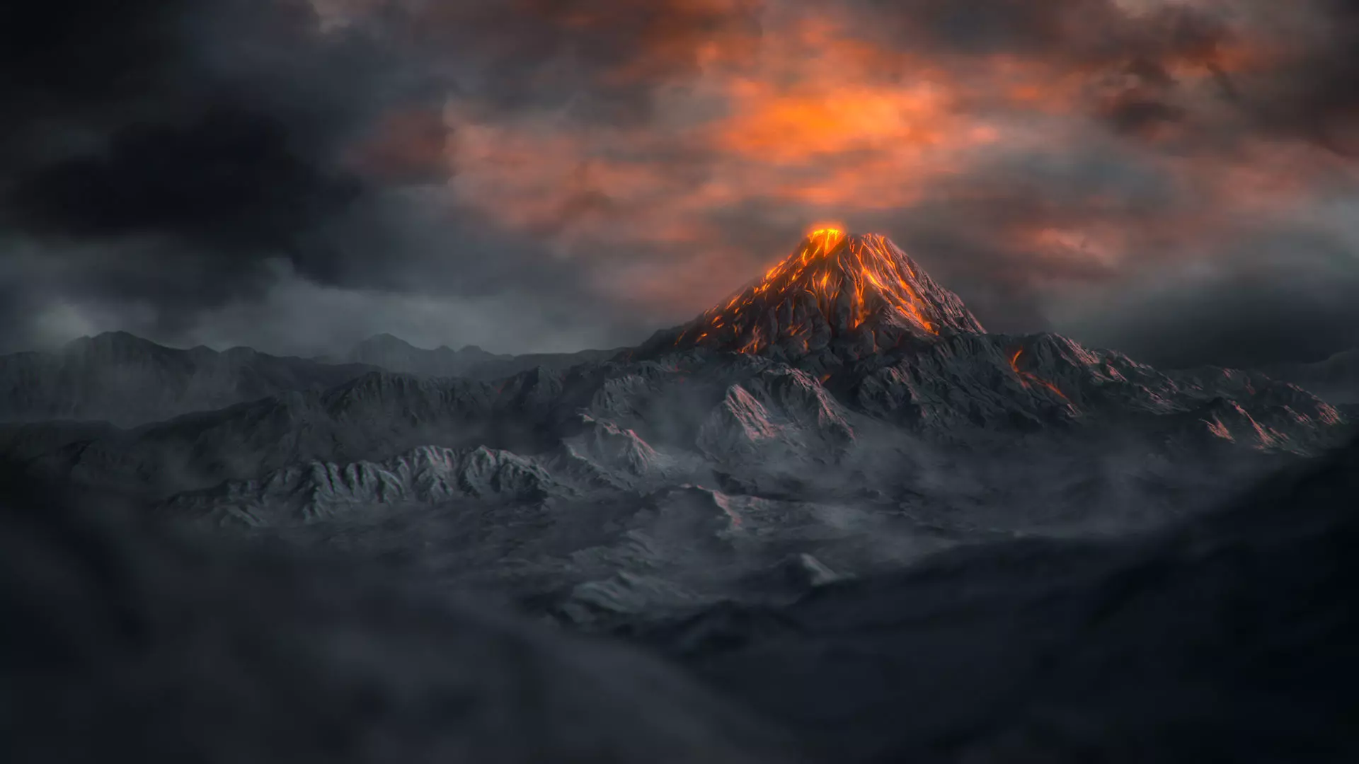 Volcano with Summer and Winter Textures Low-poly 3D model_0