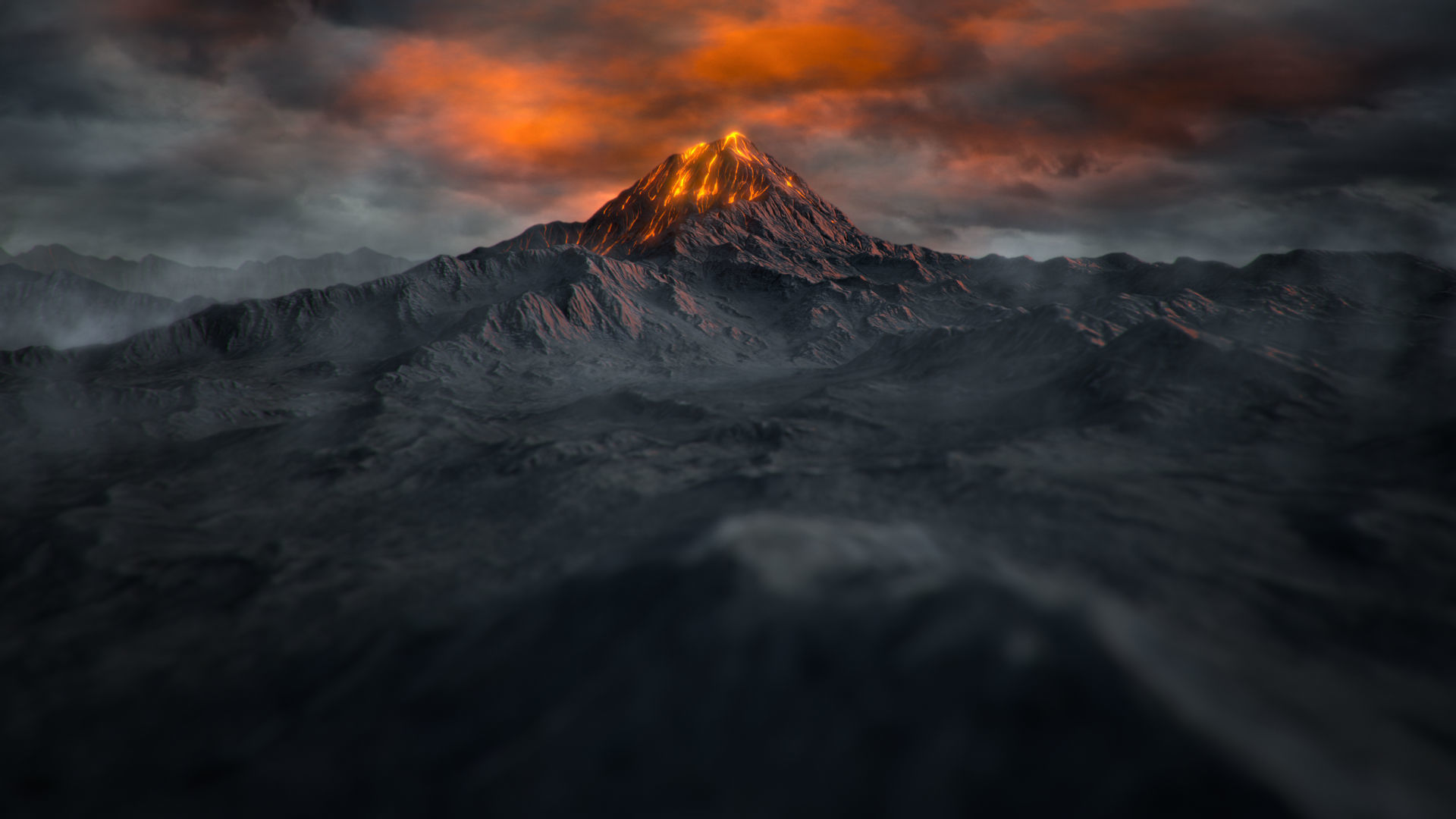 Volcano with Summer and Winter Textures Low-poly 3D model_2