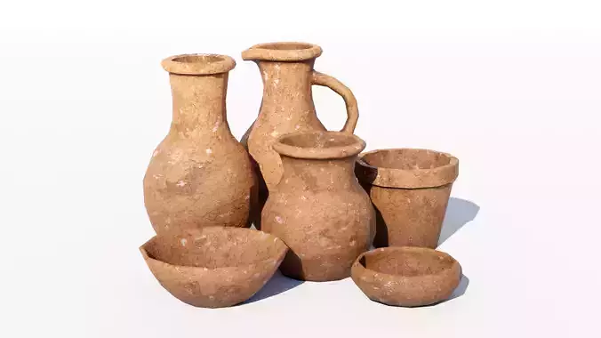 Clay Containers Low-Poly 3d models